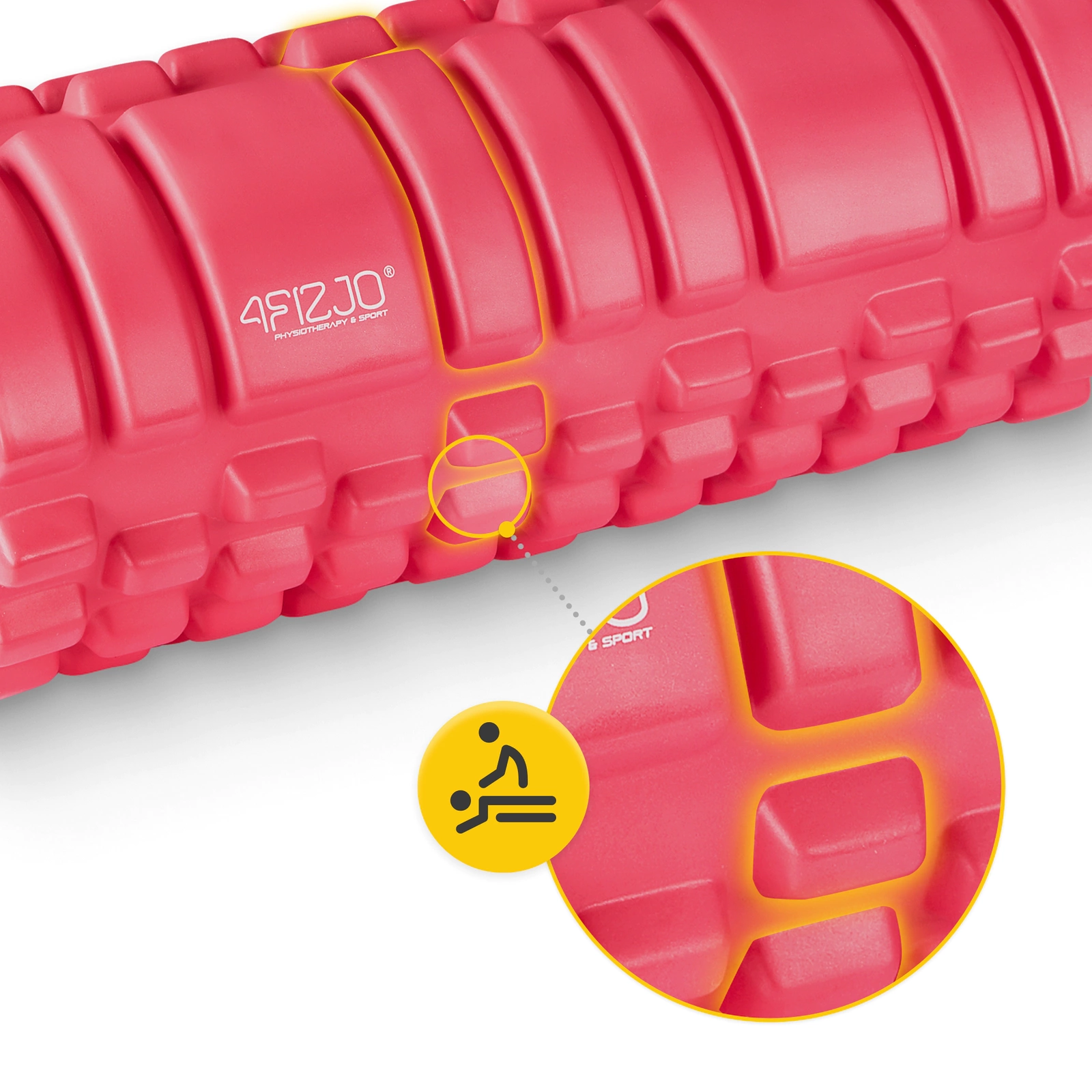 4Fizjo EVA Massage Roller with Spikes, 33 cm, Pink