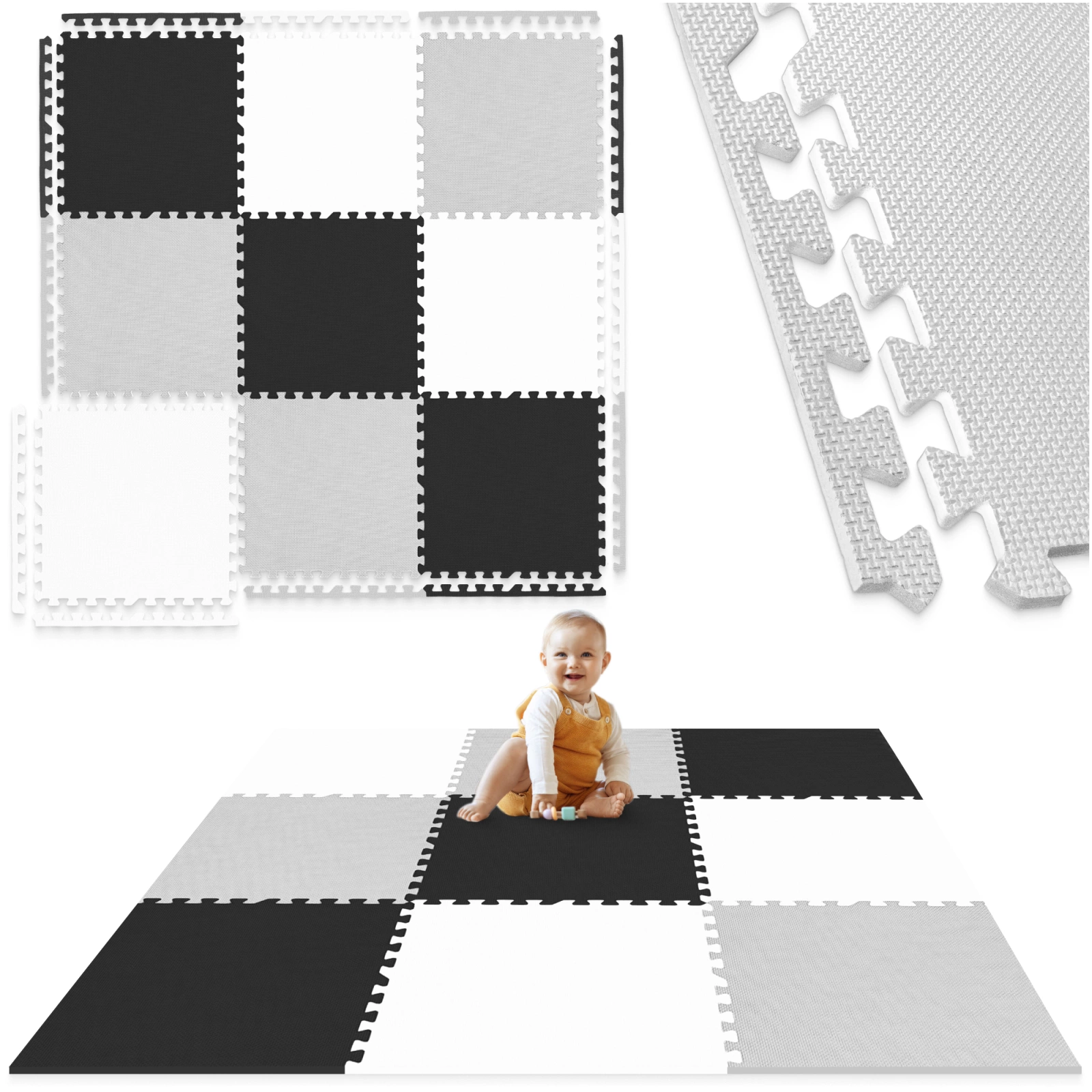 Educational Foam Puzzle Play Mat for Kids 180x180 cm, Grey