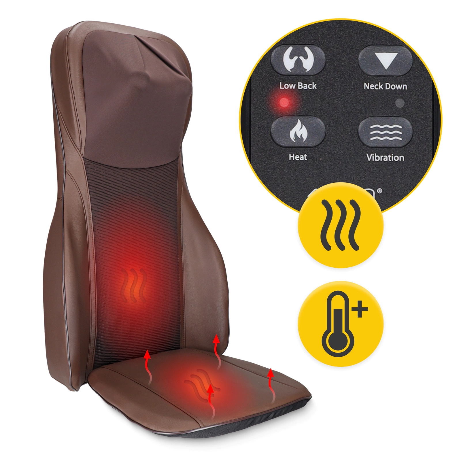 4FIZJO ULTRA Shiatsu Neck and Back Massager Chair Pad with Heat, Brown