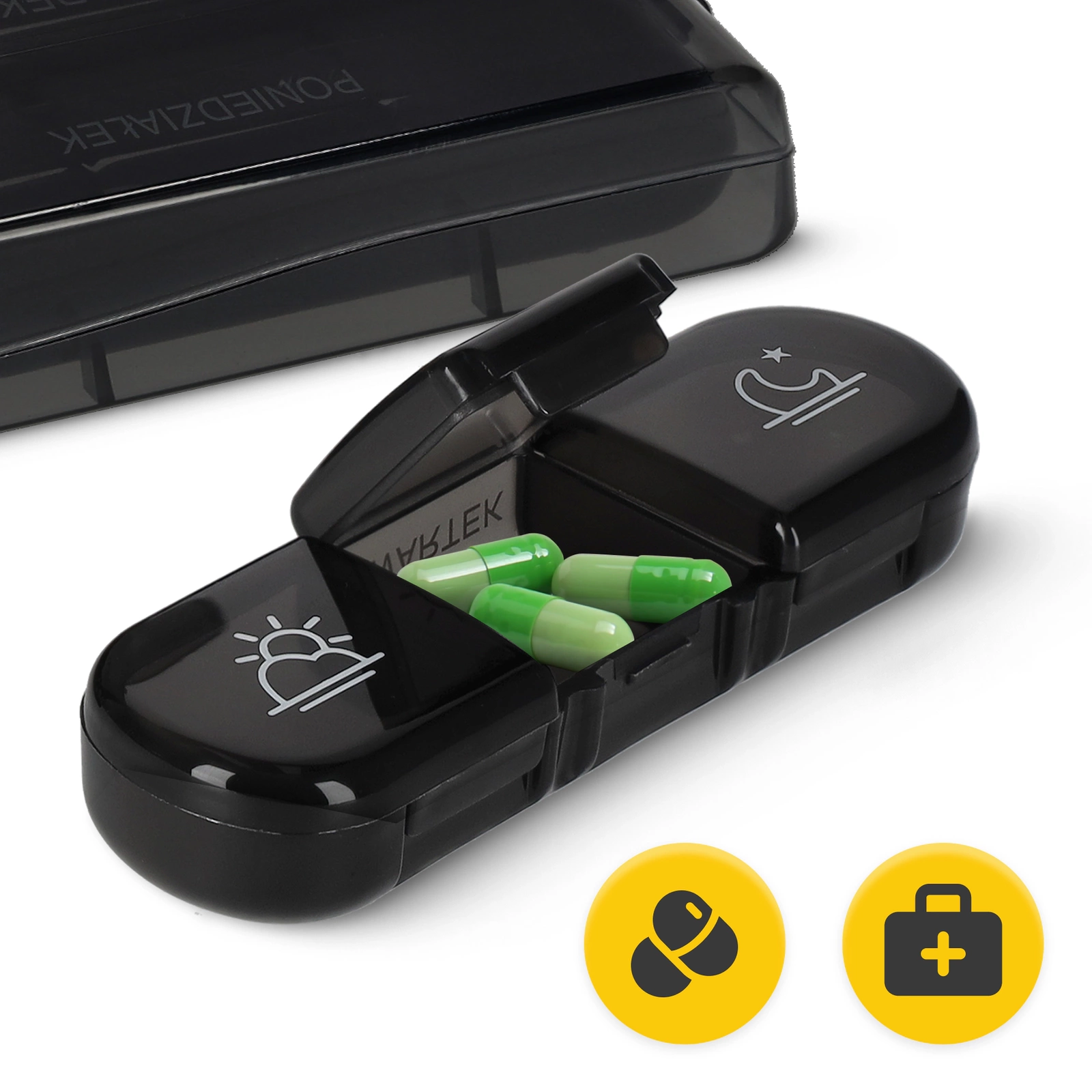Weekly Pill Organizer TRAVEL, 7-Day Pill Box with 3 Compartments