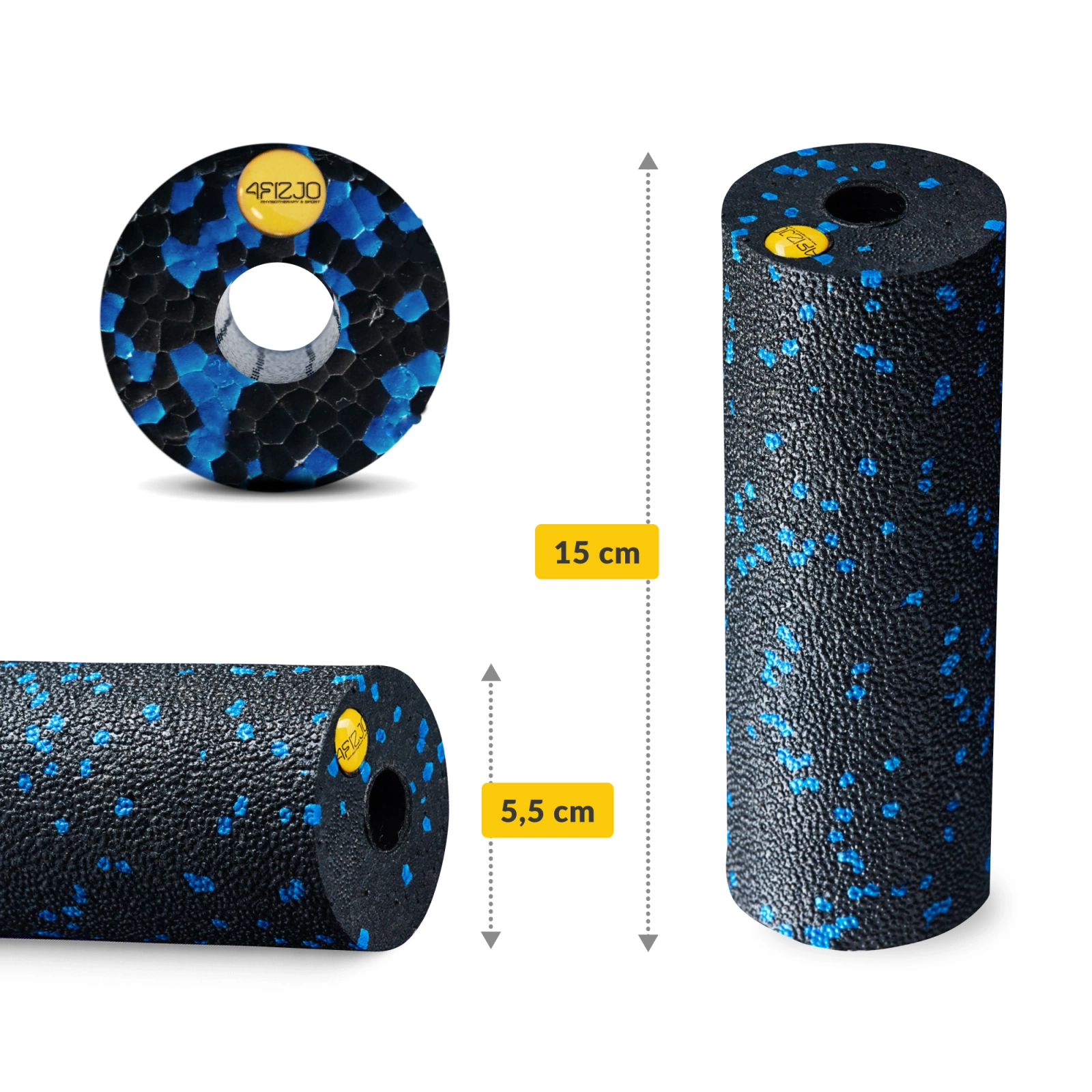 4Fizjo EPP Mini Massage Roller 15 cm, Black/Blue