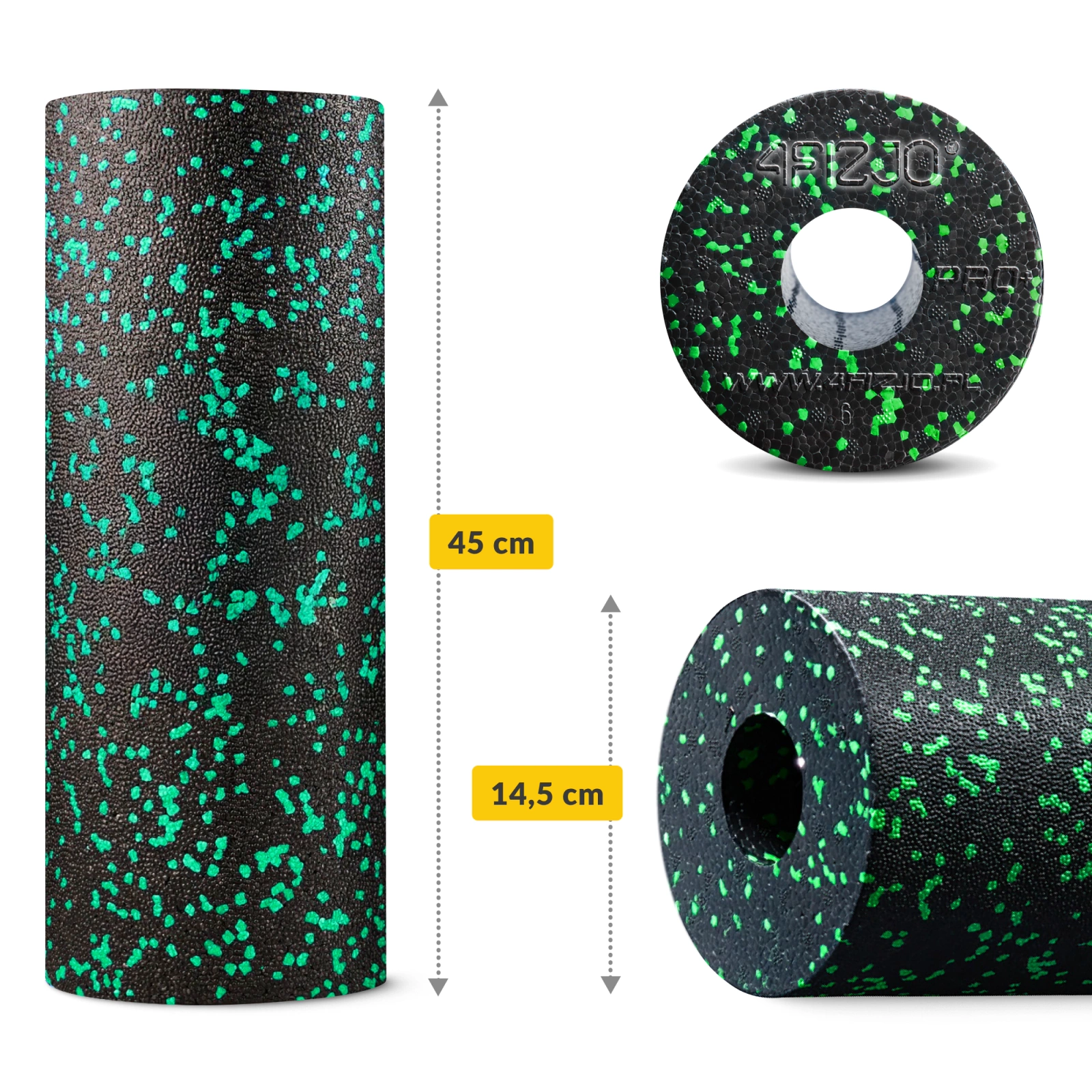 4Fizjo EPP Massage Roller, 45 cm, Black/Green