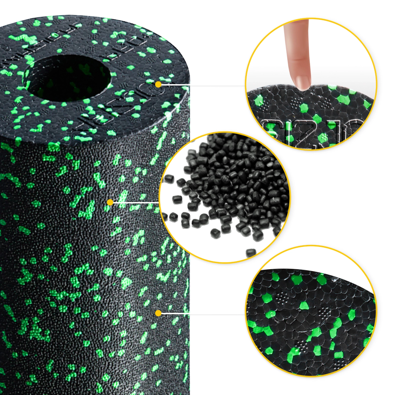 4Fizjo EPP Massage Roller, 45 cm, Black/Green