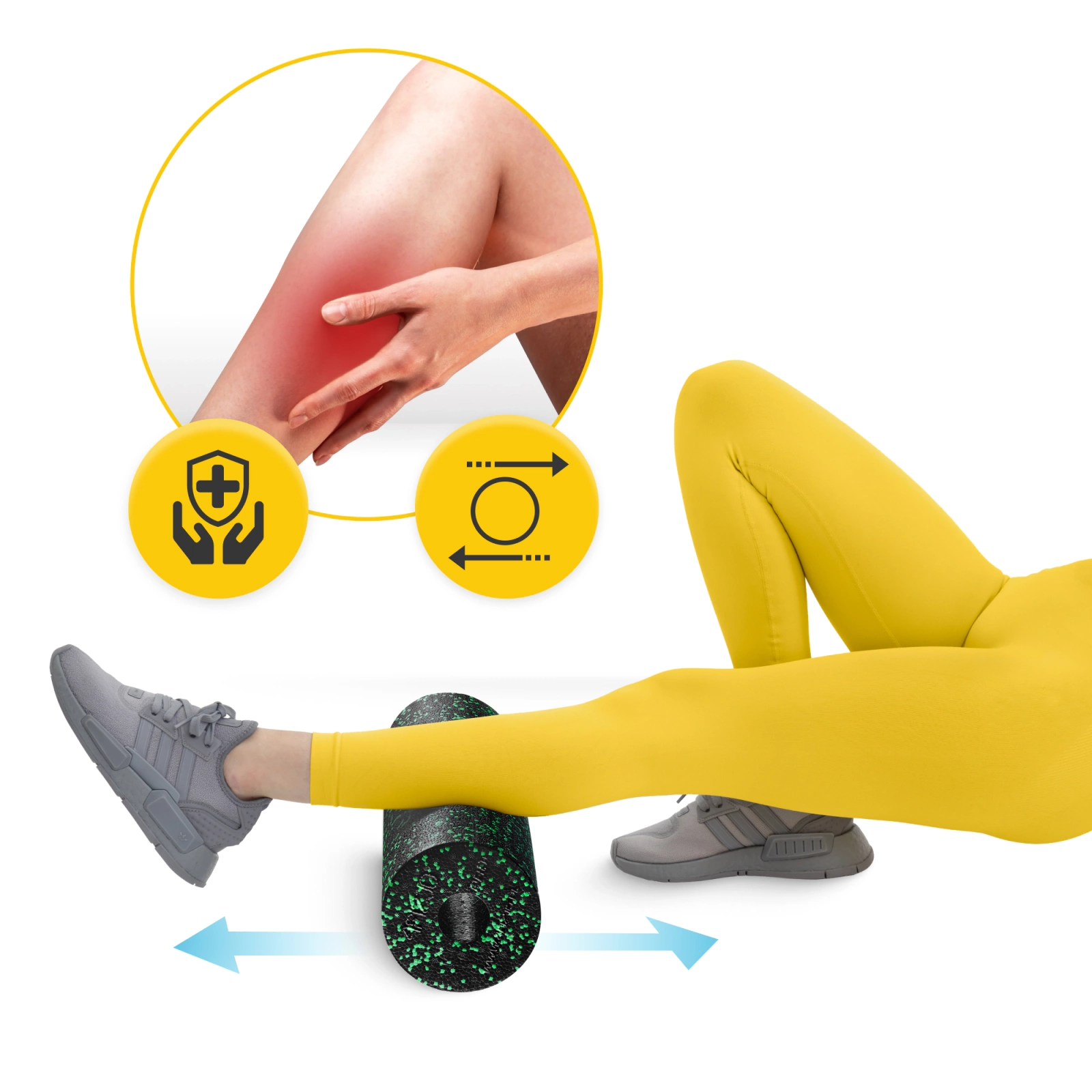 4Fizjo EPP Massage Roller, 45 cm, Black/Green