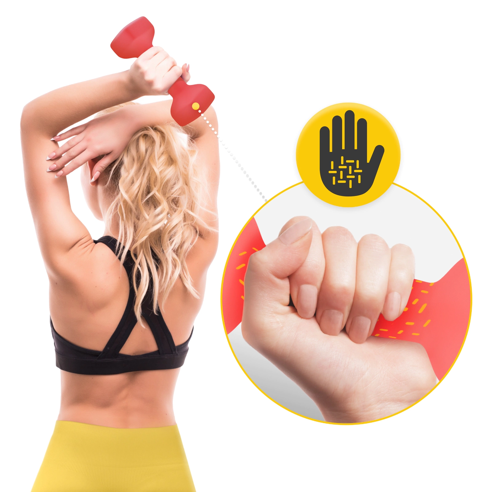 4Fizjo Classic Cast Iron Dumbbells with Vinyl Coating, 2 x 1.5 kg, Red