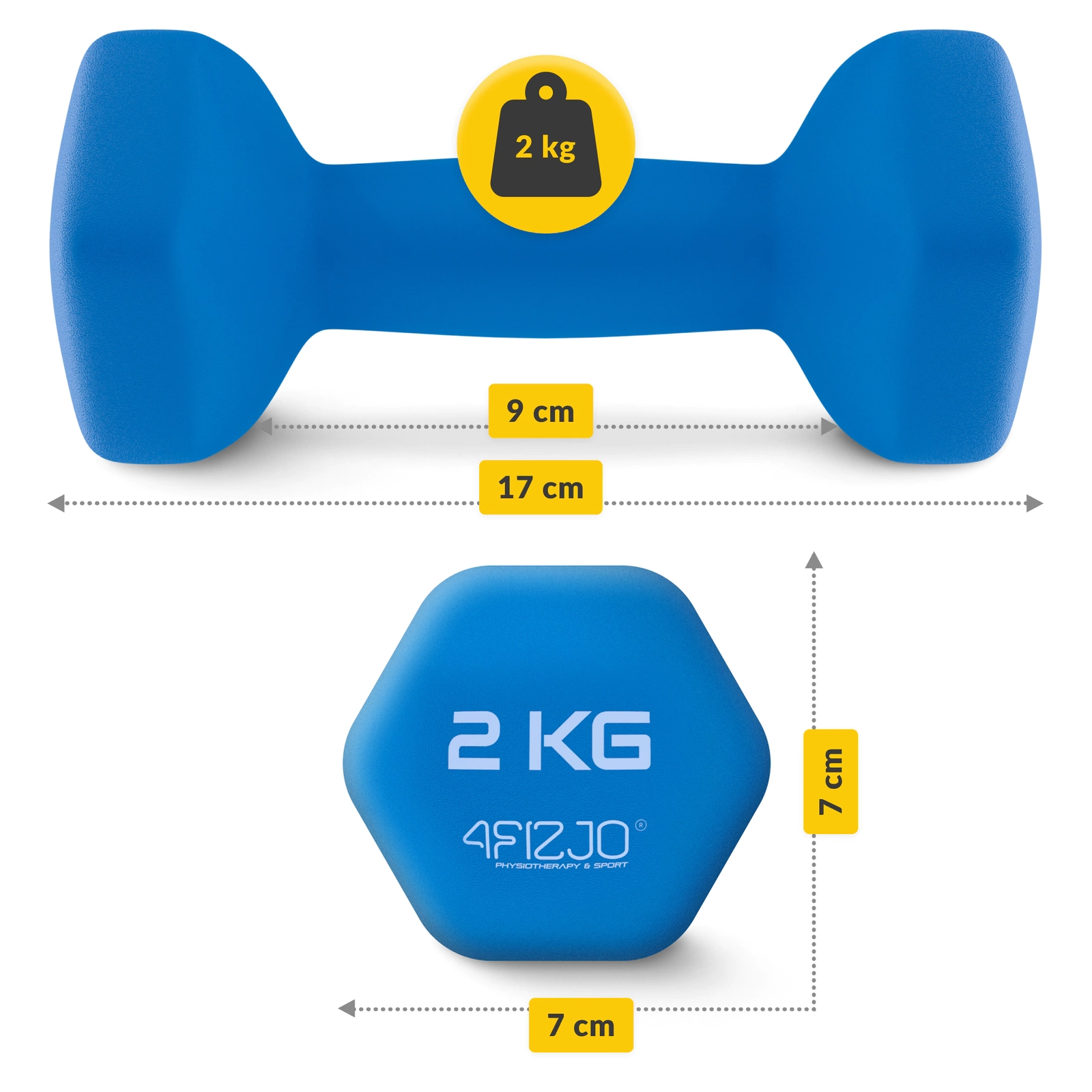 4Fizjo 1438 Cast Iron Dumbbell Set with Stand, 7 kg