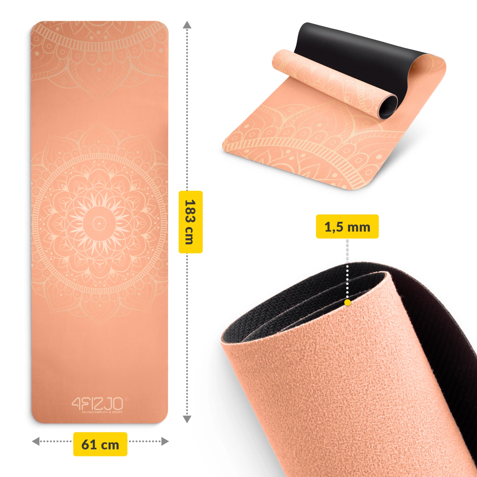 4Fizjo Suede Yoga Mat 1.5 mm, Orange