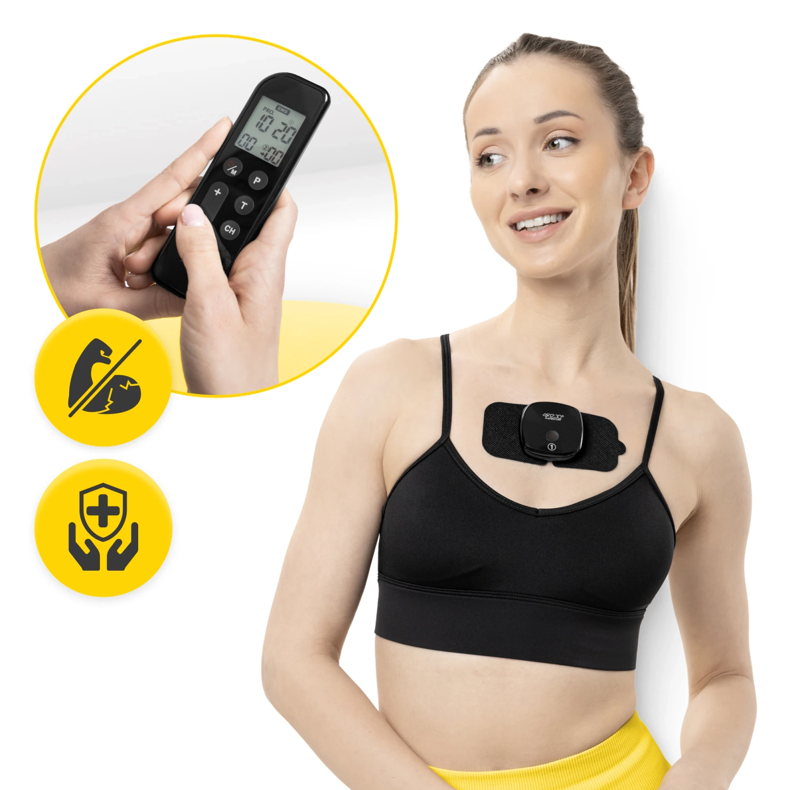 4Fizjo Combo LITE Gel Electrodes for Electrostimulation, 2 pcs, Black