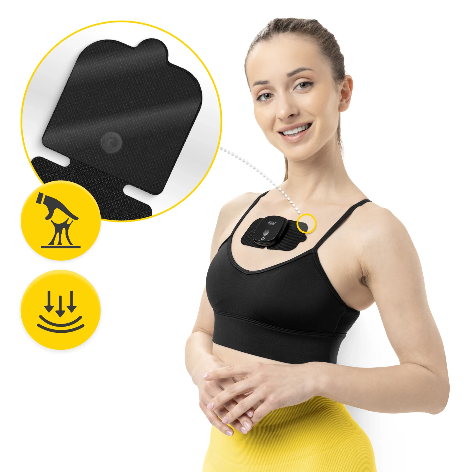 4Fizjo Combo LITE Gel Electrodes for Electrostimulation, 2 pcs, Black
