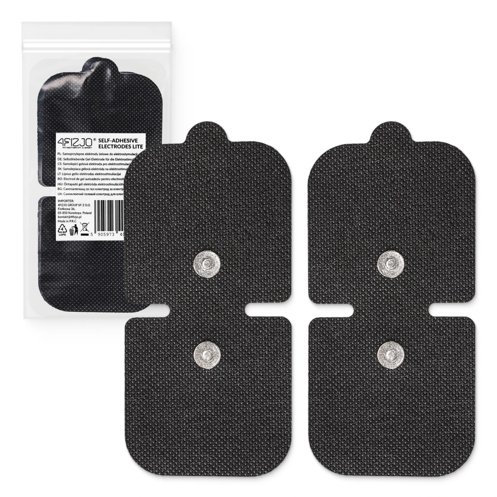 4Fizjo Combo LITE Gel Electrodes for Electrostimulation, 2 pcs, Black