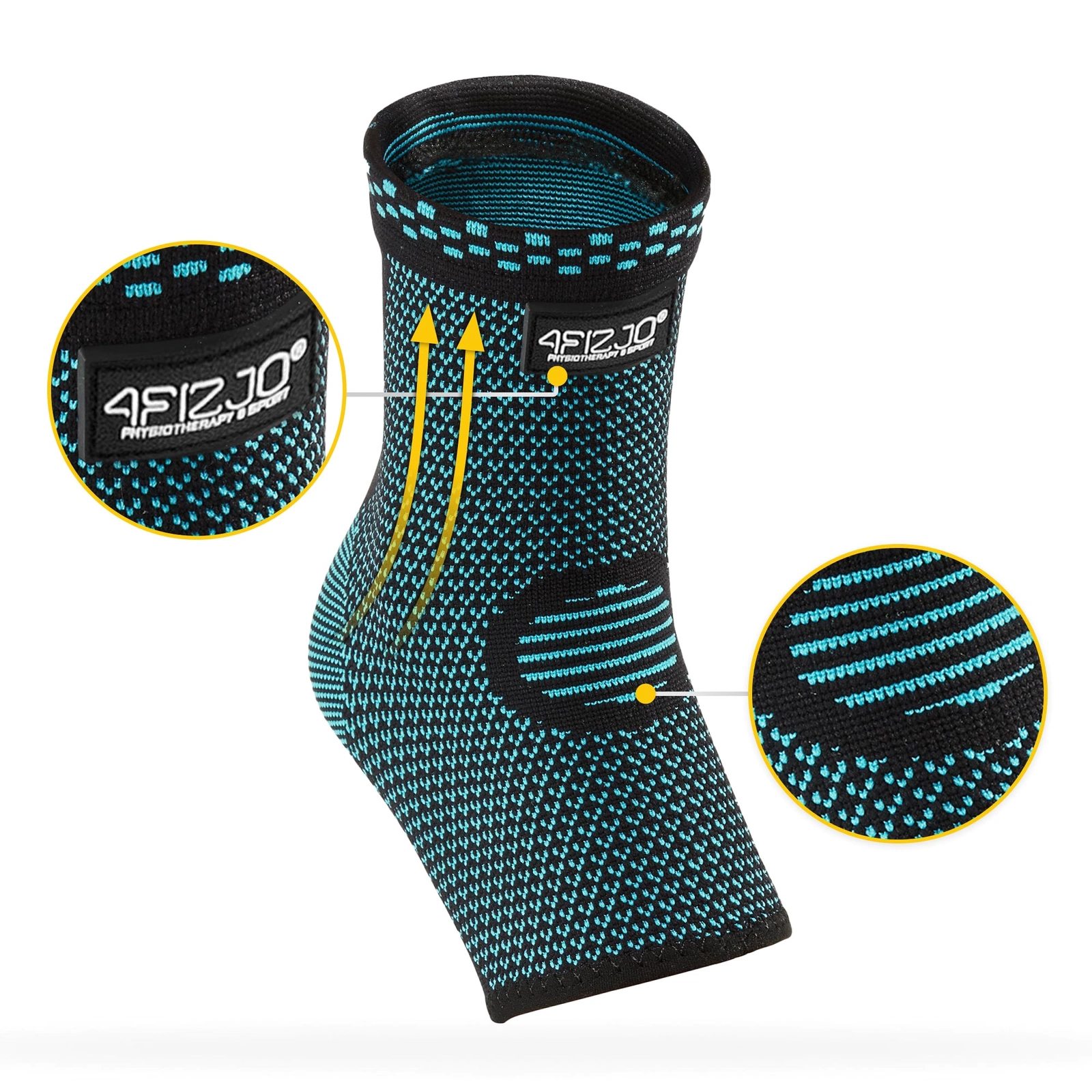 4Fizjo 923 Elastic Ankle Brace, XL, Black/Blue