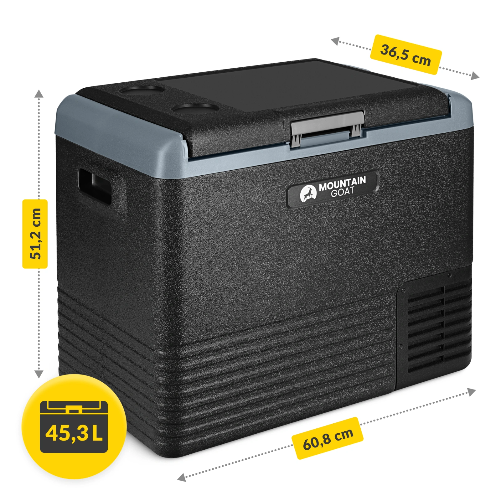 4Fizjo Liberty Mountain Goat Portable Compressor Fridge 45.3L, Black/Grey