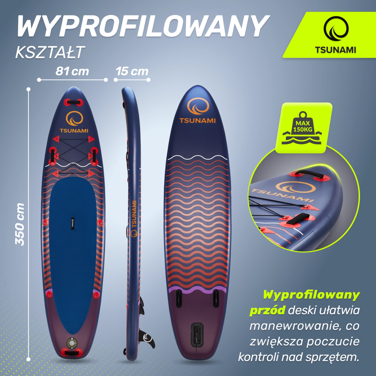 4Fizjo TSUNAMI 350 cm Inflatable SUP Board T05, Multicolor