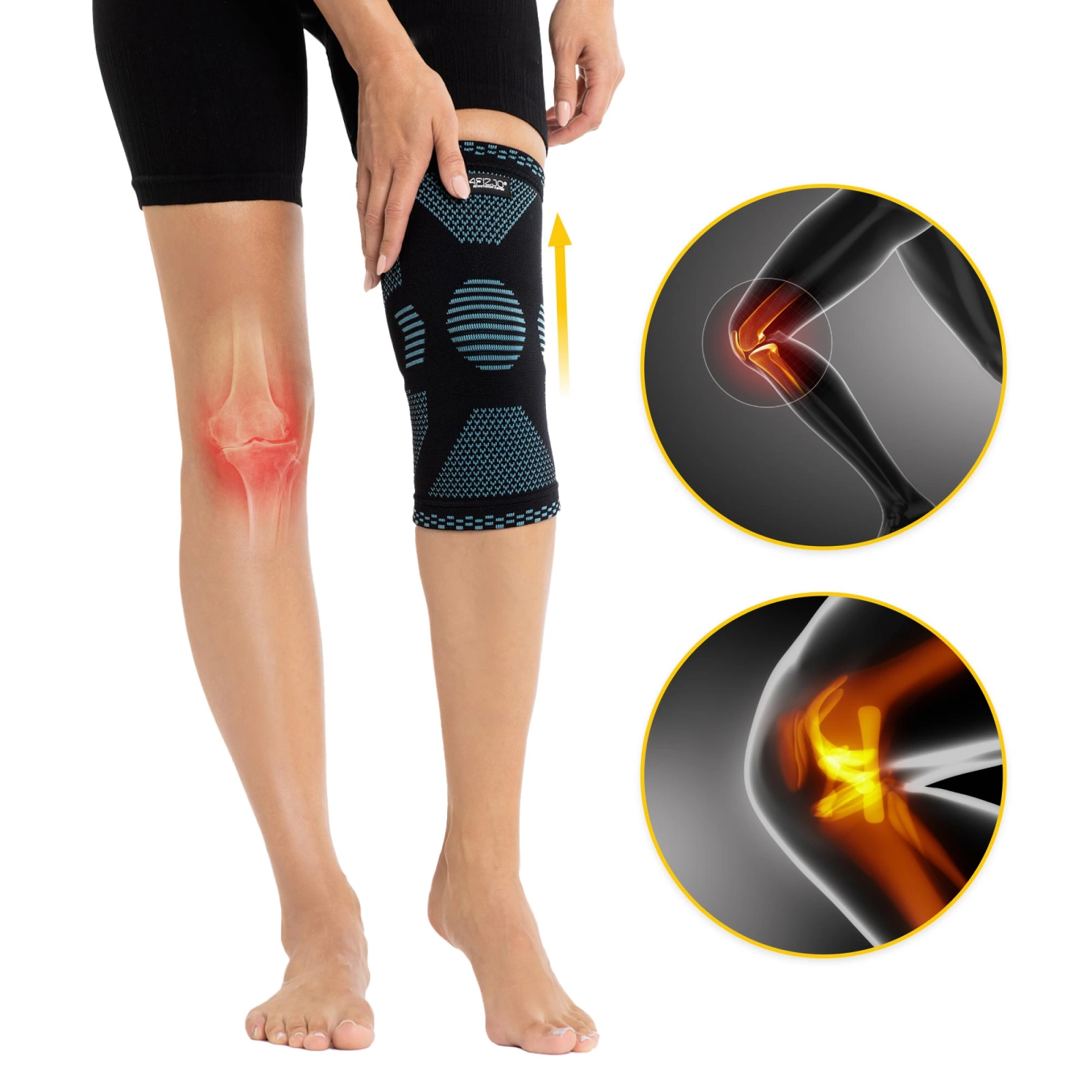 4Fizjo 900 Elastic Knee Brace, Size S, Blue/Black