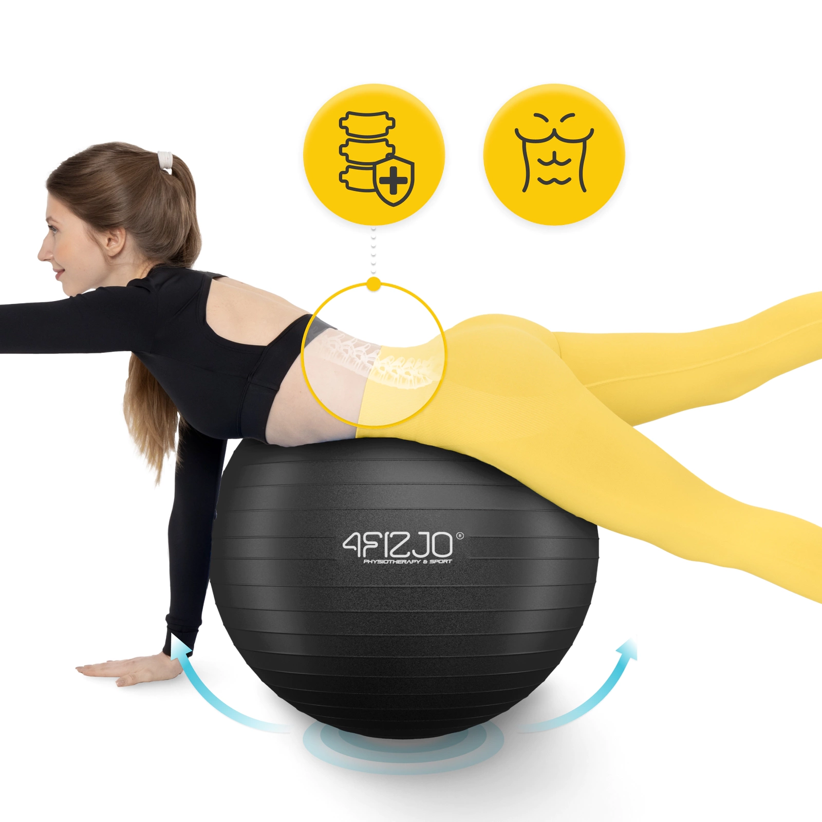 4Fizjo Reh Ball 932 Exercise Ball, 65 cm, Black