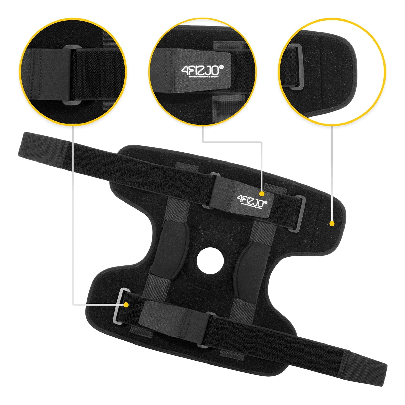 4Fizjo 872 Knee Brace with Patella Stabilization, Size L, Black