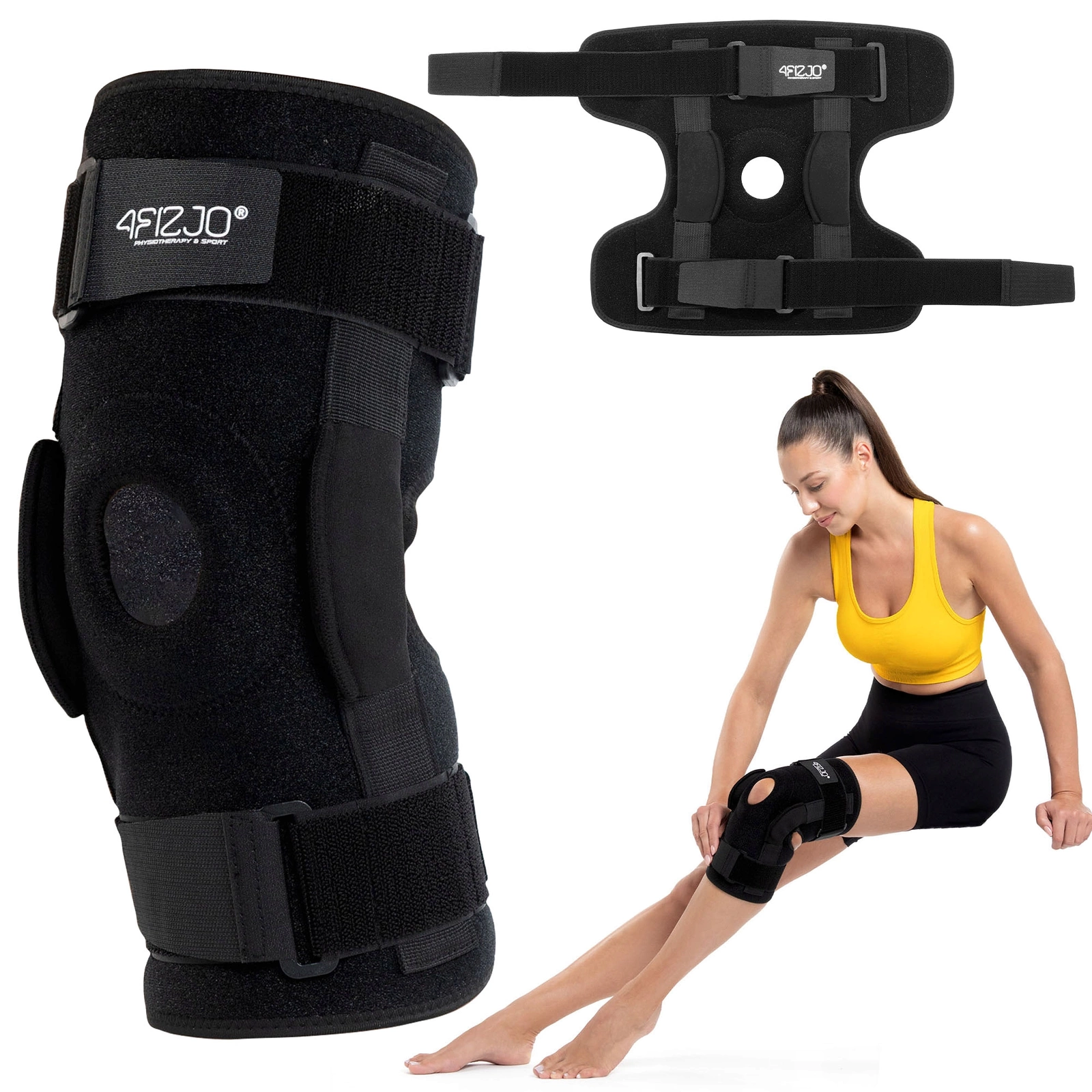 4Fizjo 872 Knee Brace with Patella Stabilization, Size L, Black