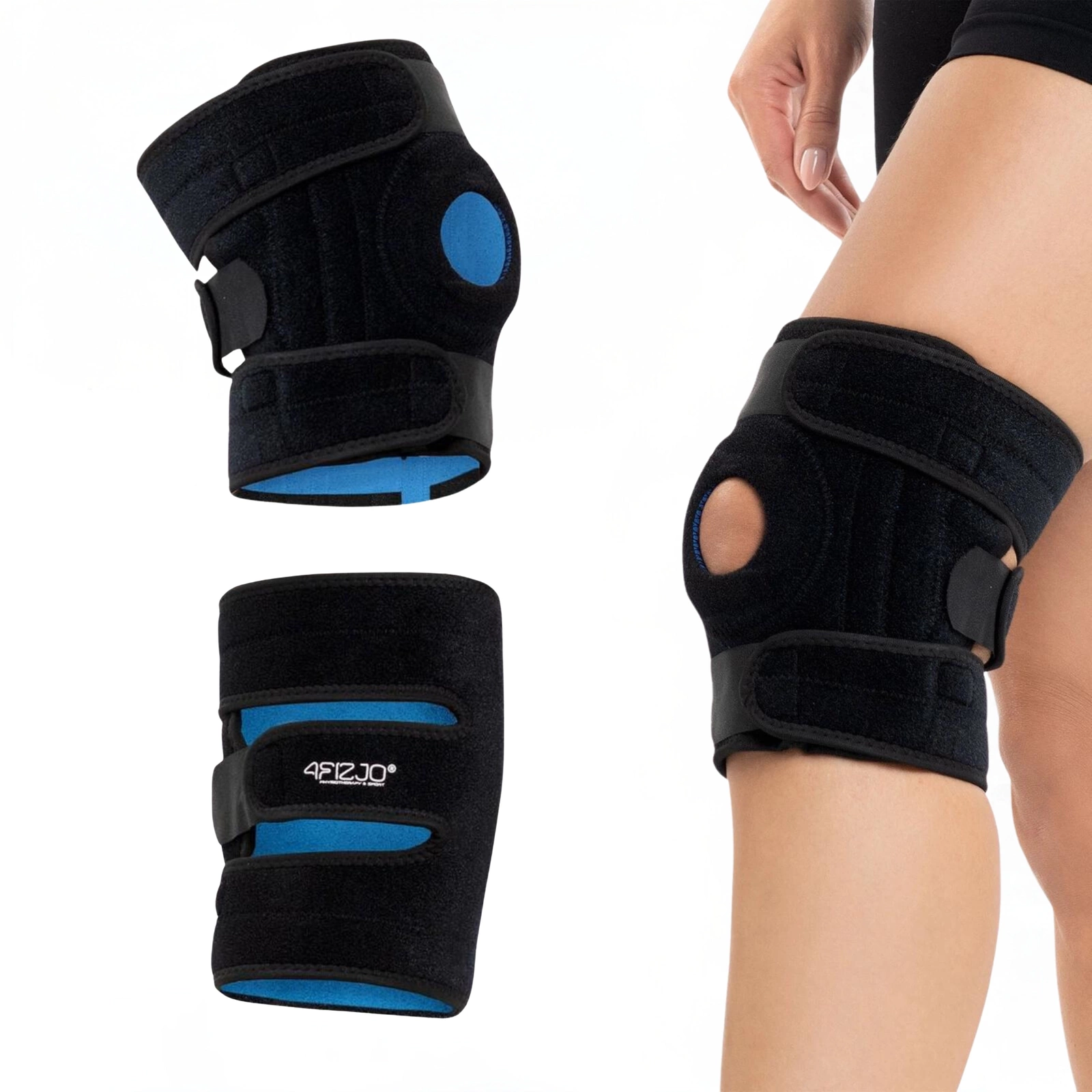 4Fizjo 879 Short Knee Brace, Universal Size, Black/Blue