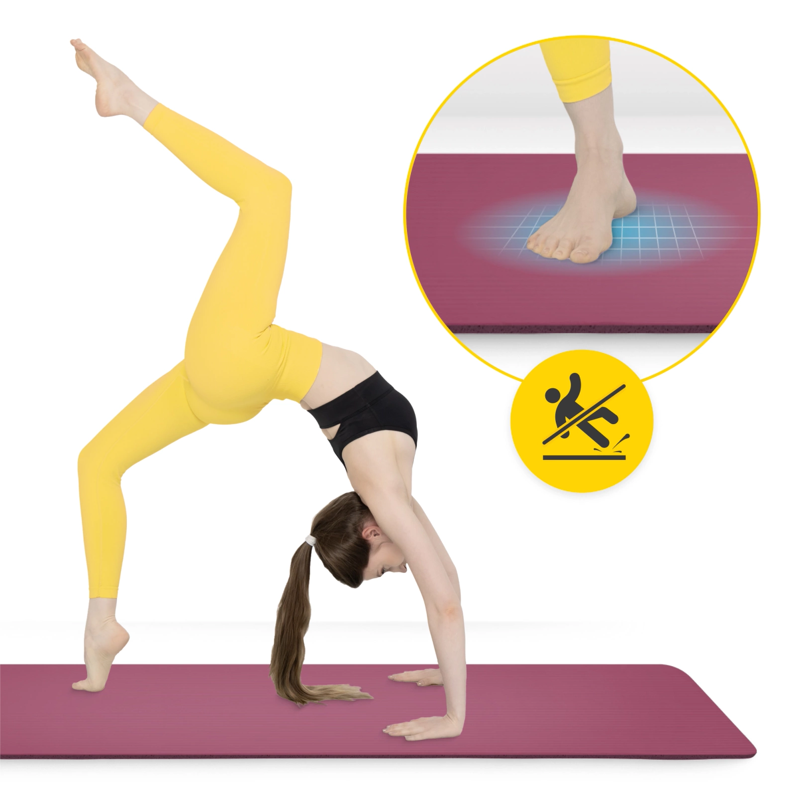 4Fizjo 1911 NBR Fitness and Yoga Mat 180x60x1 cm, Burgundy