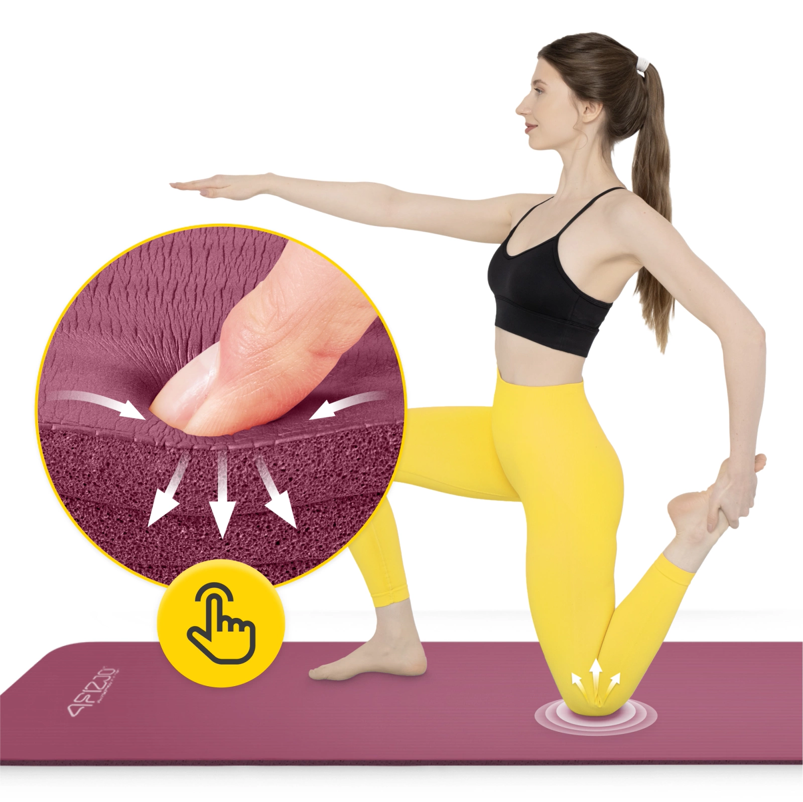 4Fizjo 1911 NBR Fitness and Yoga Mat 180x60x1 cm, Burgundy