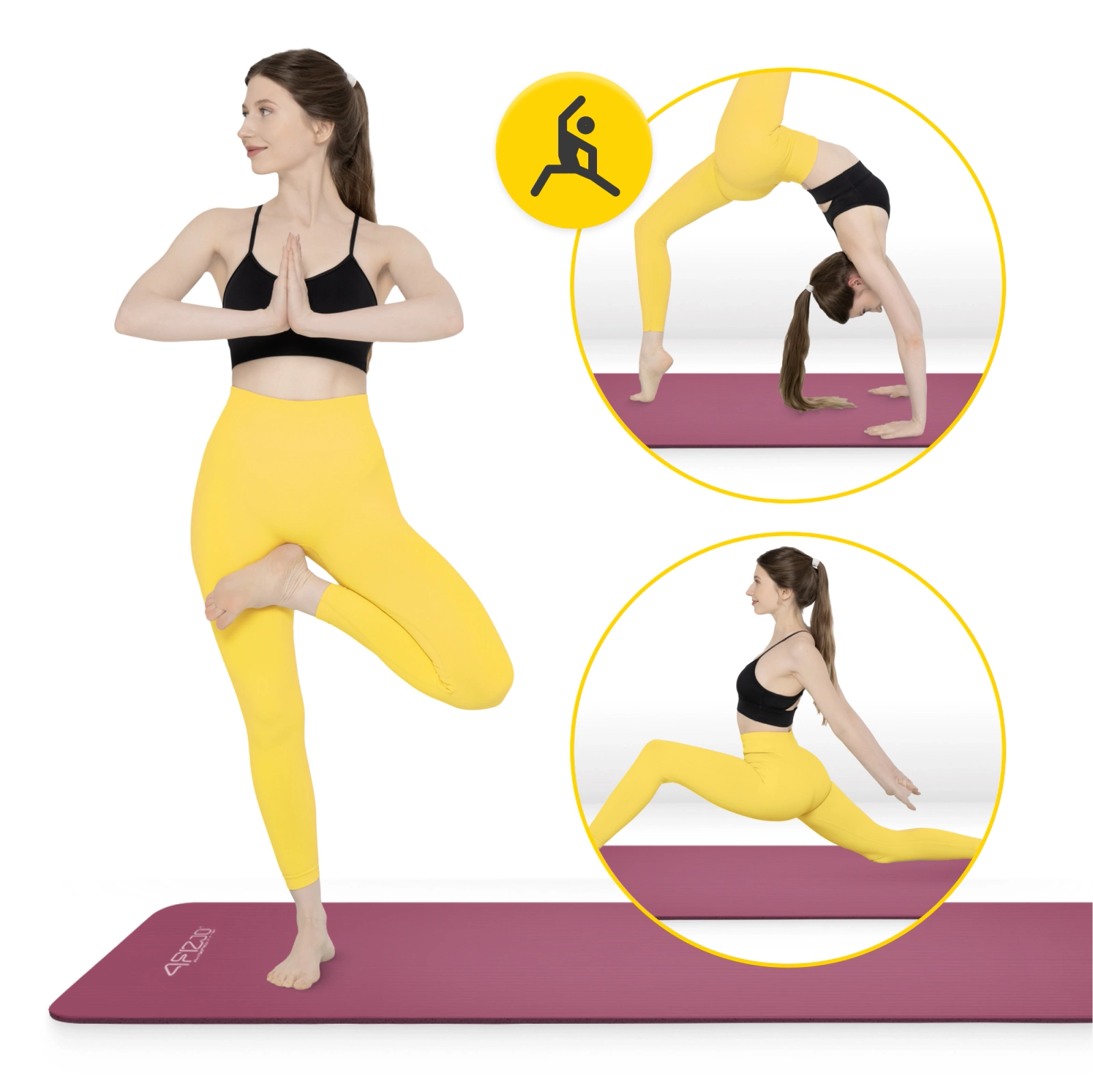 4Fizjo 1911 NBR Fitness and Yoga Mat 180x60x1 cm, Burgundy