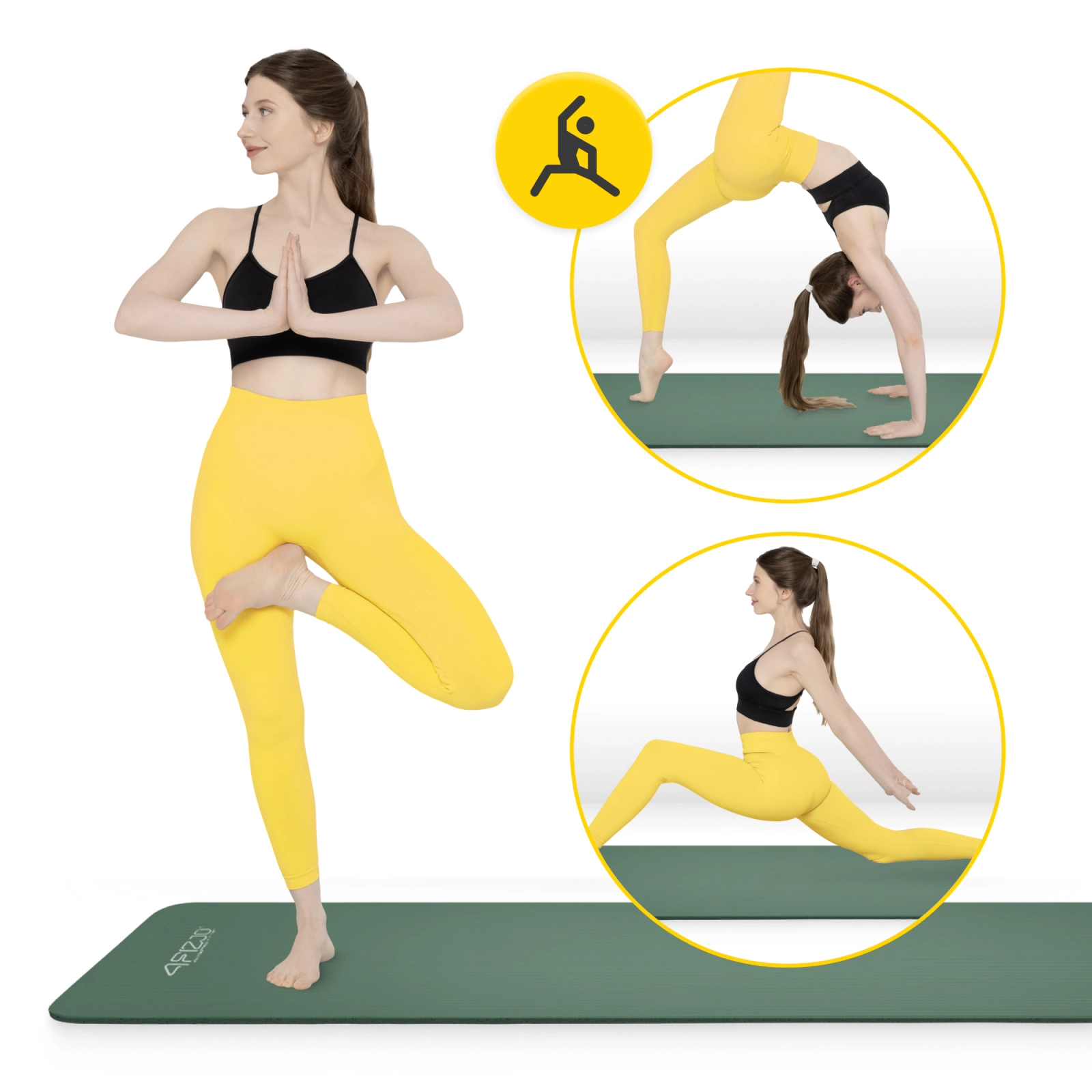 4Fizjo 1913 NBR Fitness and Yoga Mat, 180x60x1 cm, Sage Green
