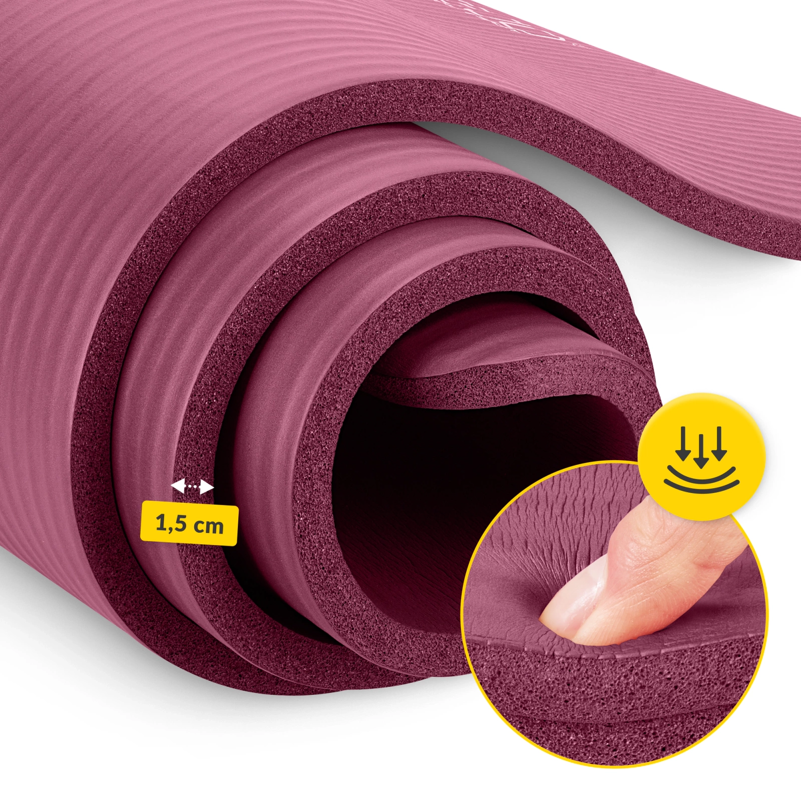 Коврик для фитнеса и йоги NBR 180 × 60 × 1,5 см, бордовый
