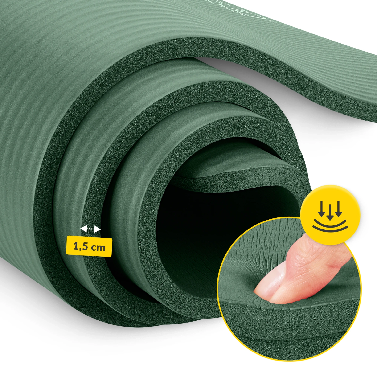 4Fizjo NBR Fitness and Yoga Mat 180x60x1.5 cm, Sage Green