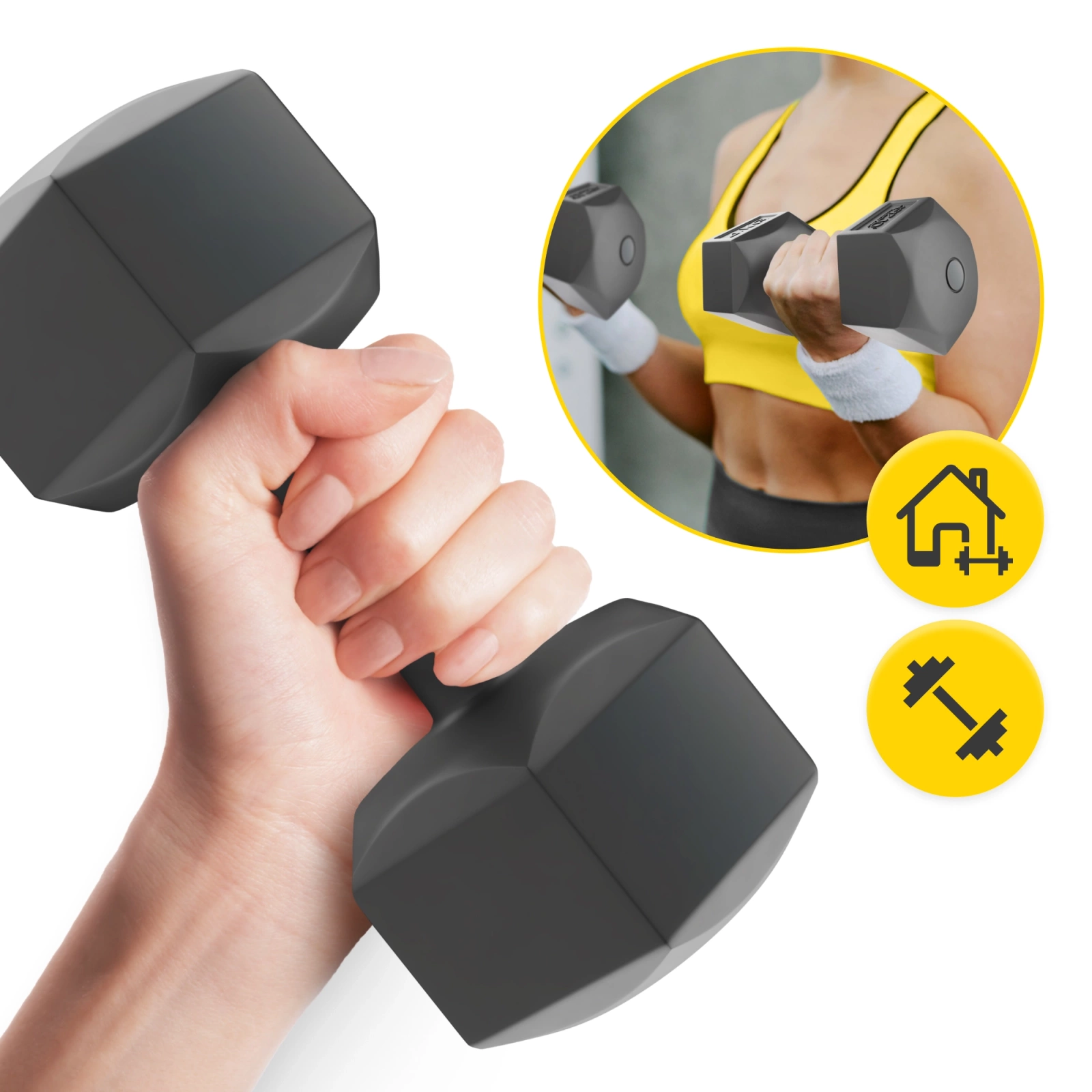 4Fizjo Bitumen Dumbbells 2 x 4 kg, Grey