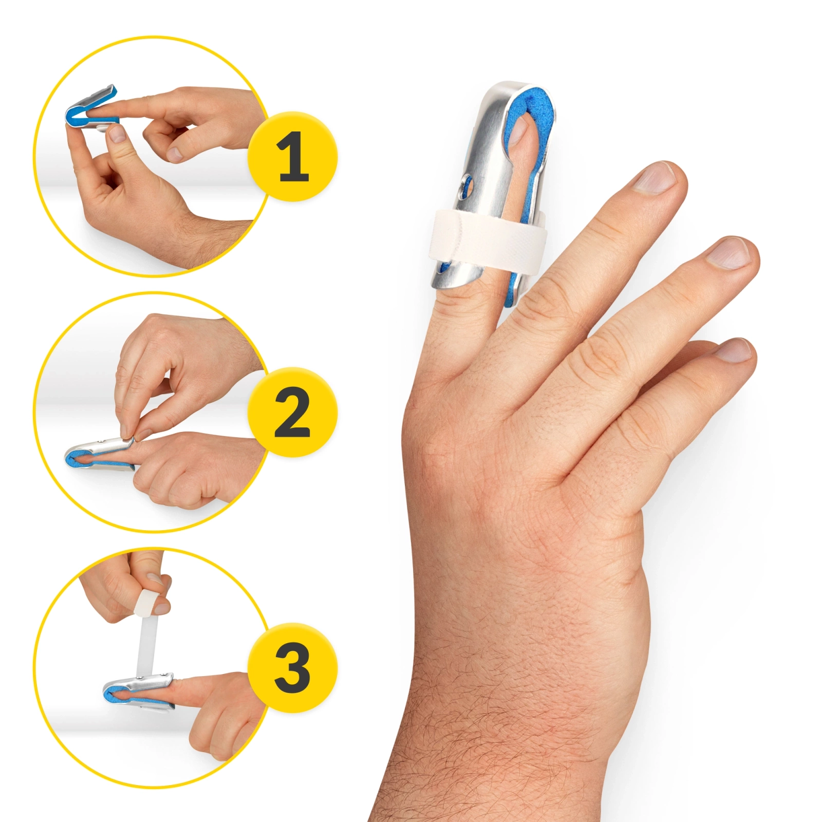 4Fizjo MED Finger Splint, Size S, Silver