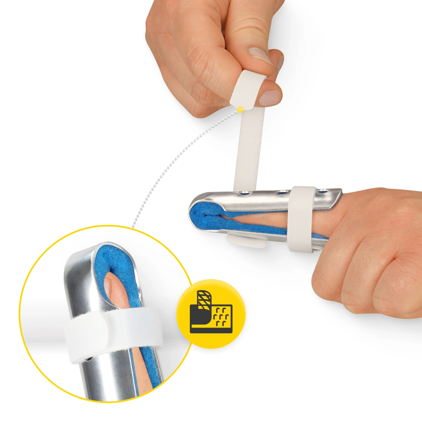 4Fizjo MED Finger Splint, Size M, Silver