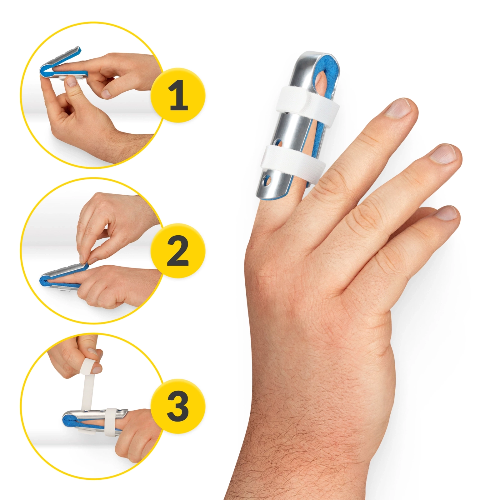 4Fizjo MED Finger Splint, Size M, Silver
