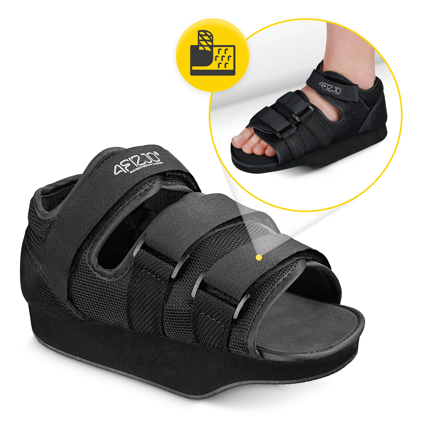4Fizjo Forefoot Offloading Post-Op Shoe, Size XL, Black