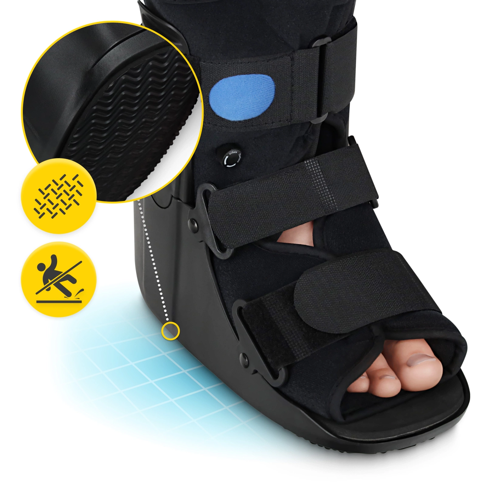 4Fizjo Pneumatic Orthopedic Walker Boot MED, Size M, Black
