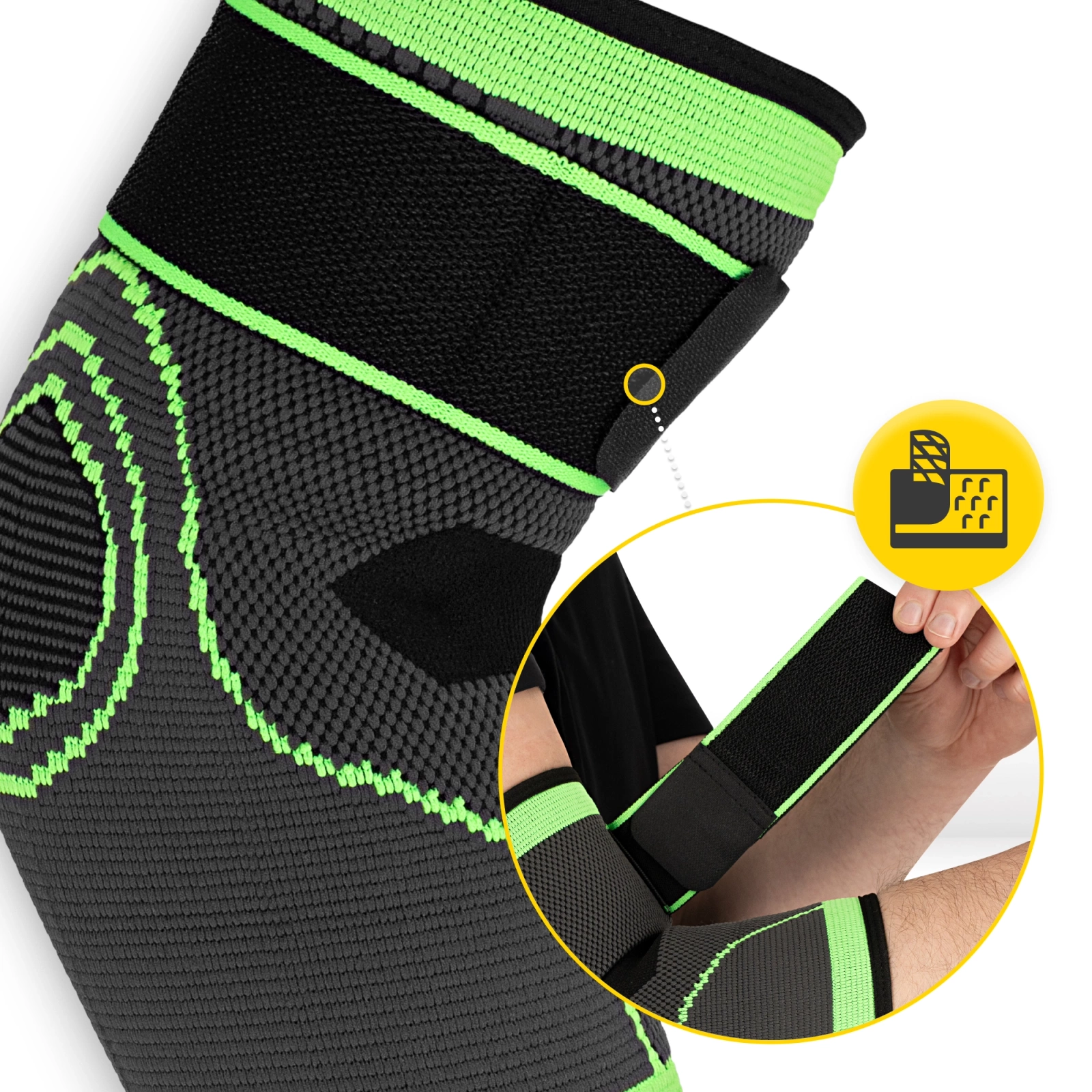 4Fizjo FLEX Elastic Elbow Brace, Size M, Grey/Green/Black