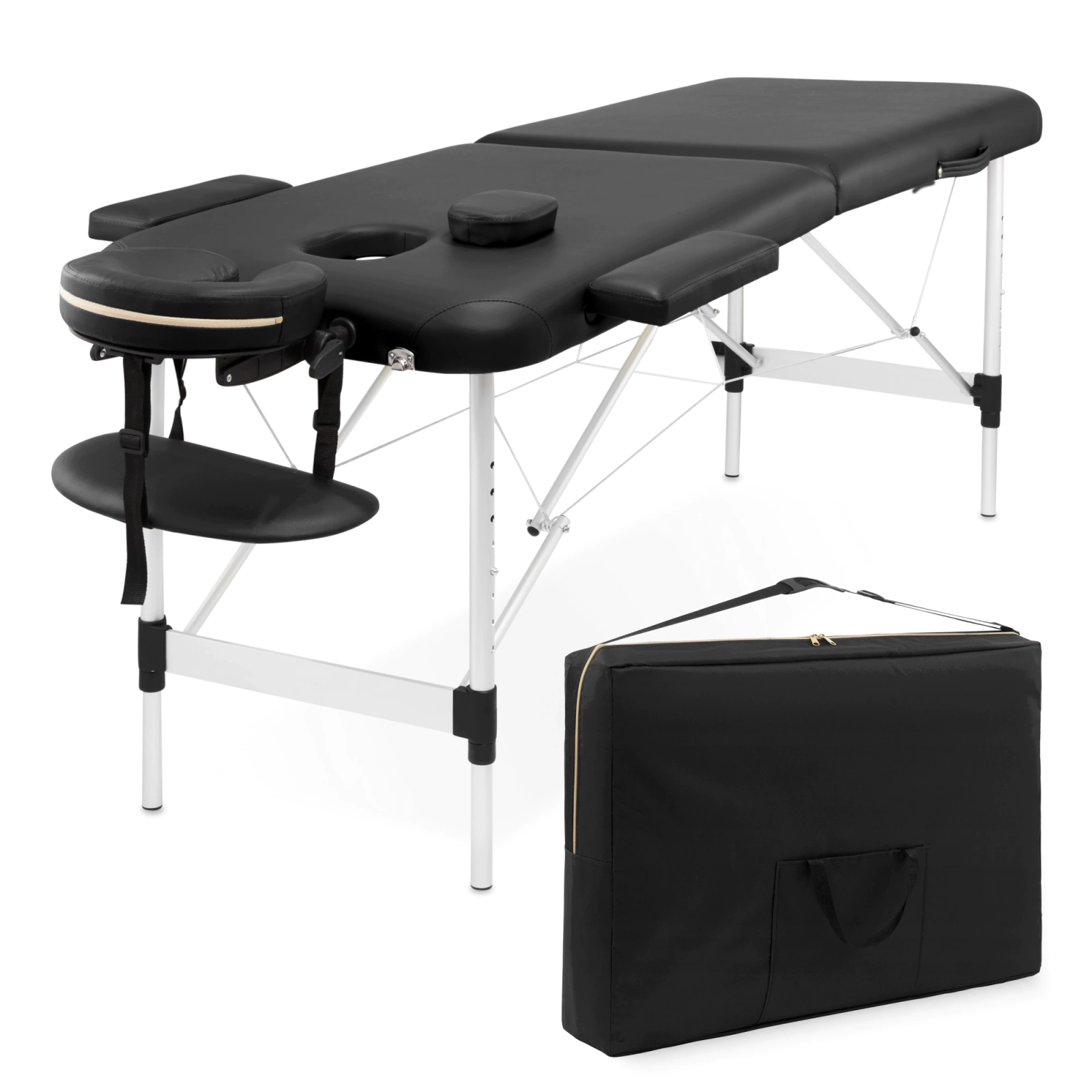4FIZJO Portable Aluminum Massage Table, 70 cm, Black