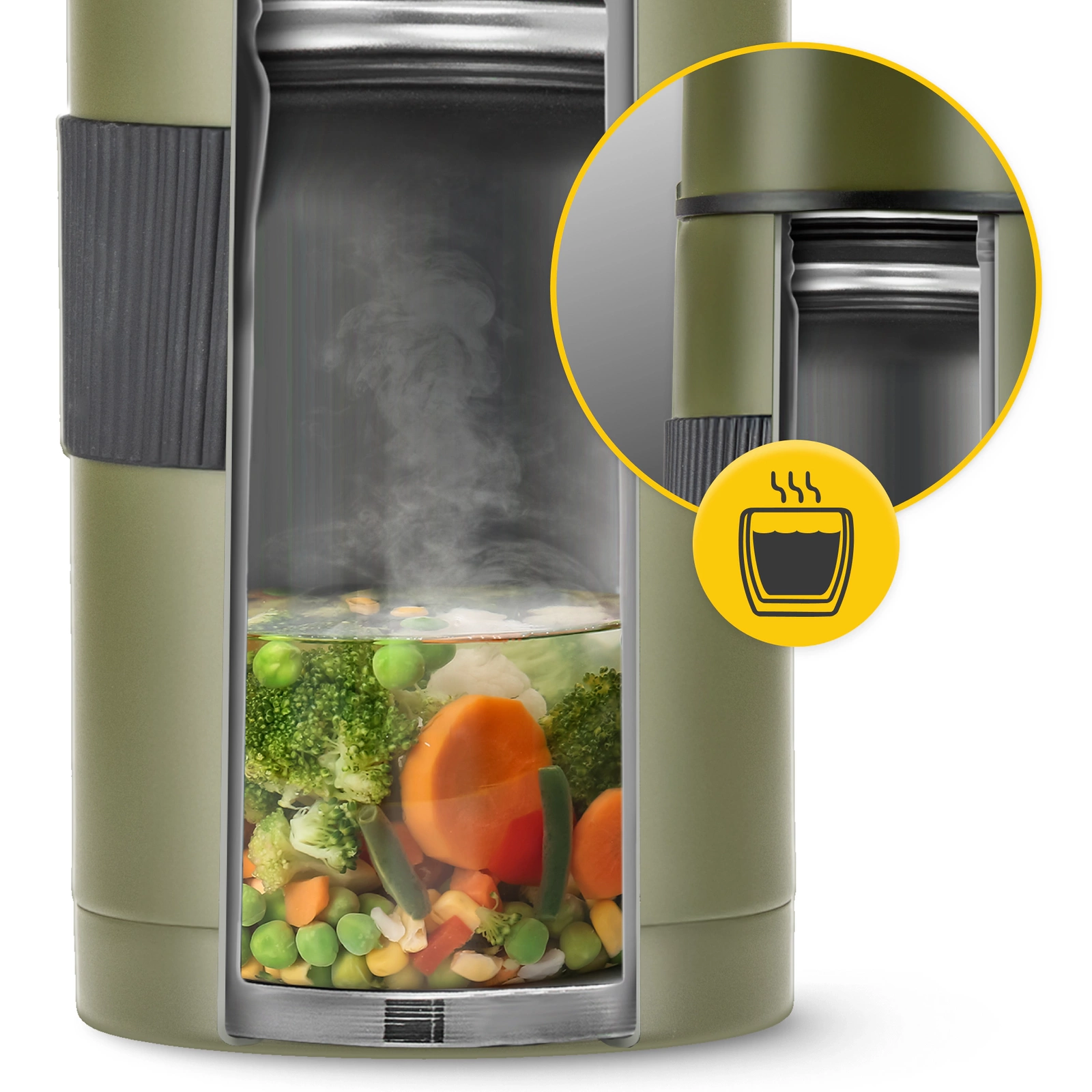 4Fizjo Mountain Goat Stainless Steel Food Thermos 1L, Green