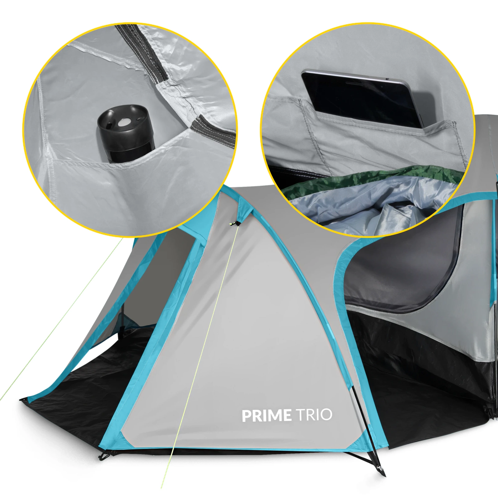 4Fizjo Prime Trio Mountain Goat 3-Person Camping Tent, Grey
