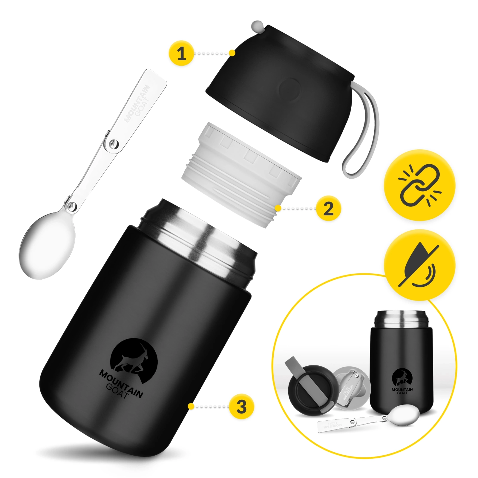4Fizjo Mountain Goat Food Flask 720 ml, Black