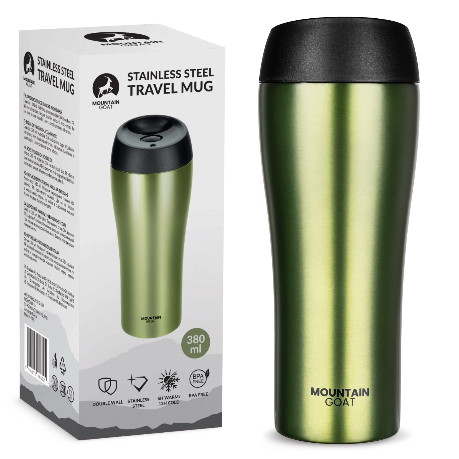Mountain Goat TRAVEL Thermal Mug 380 ml, Green