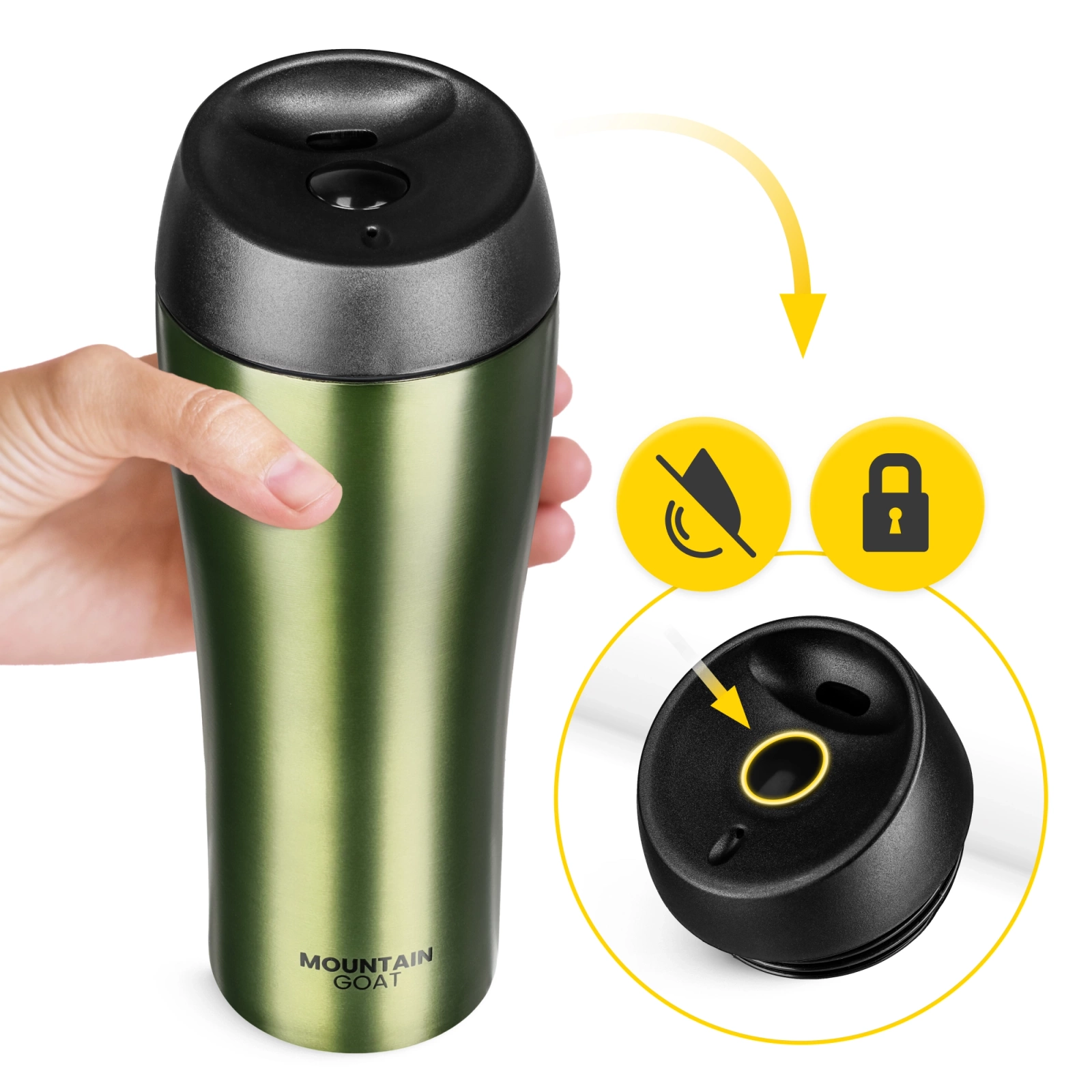 4Fizjo Mountain Goat TRAVEL Thermal Mug 380 ml, Green