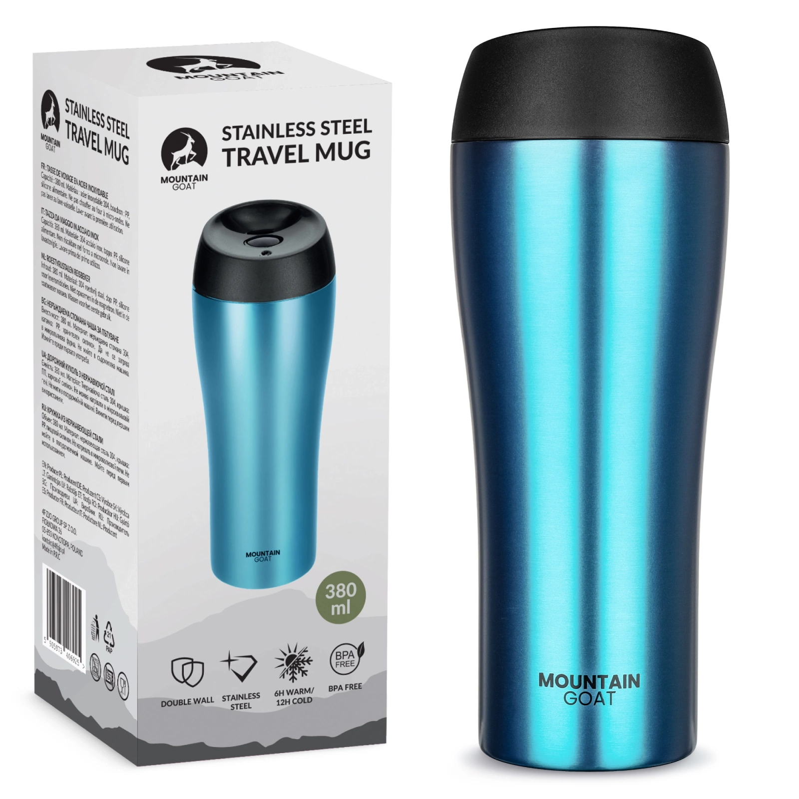 Mountain Goat TRAVEL Insulated Travel Mug 380 ml, Blue