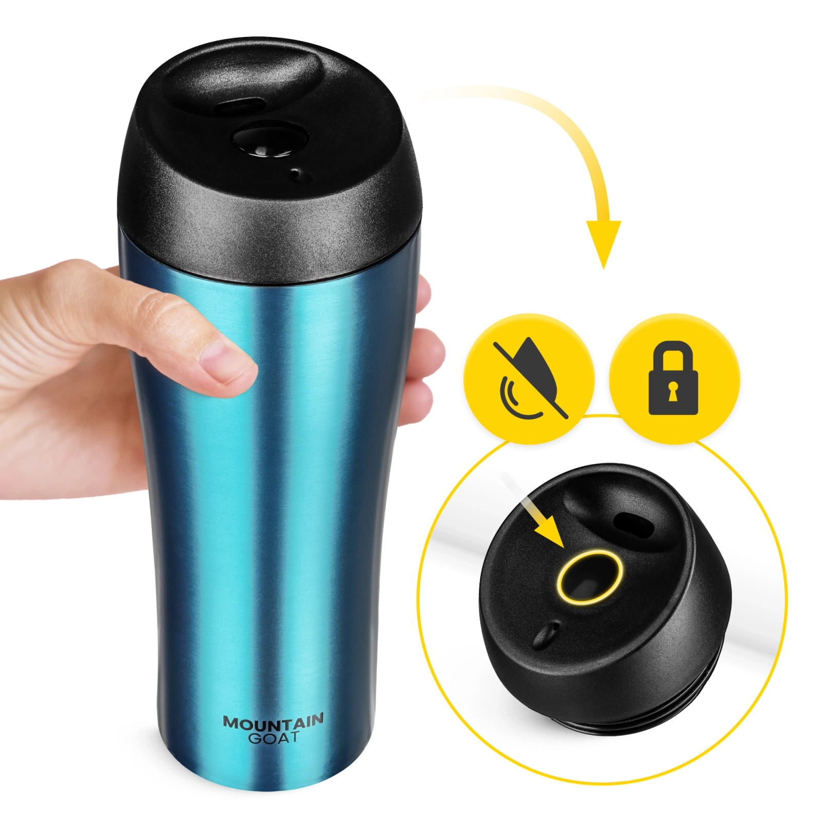 4Fizjo Mountain Goat TRAVEL Thermal Mug, 380 ml, Blue