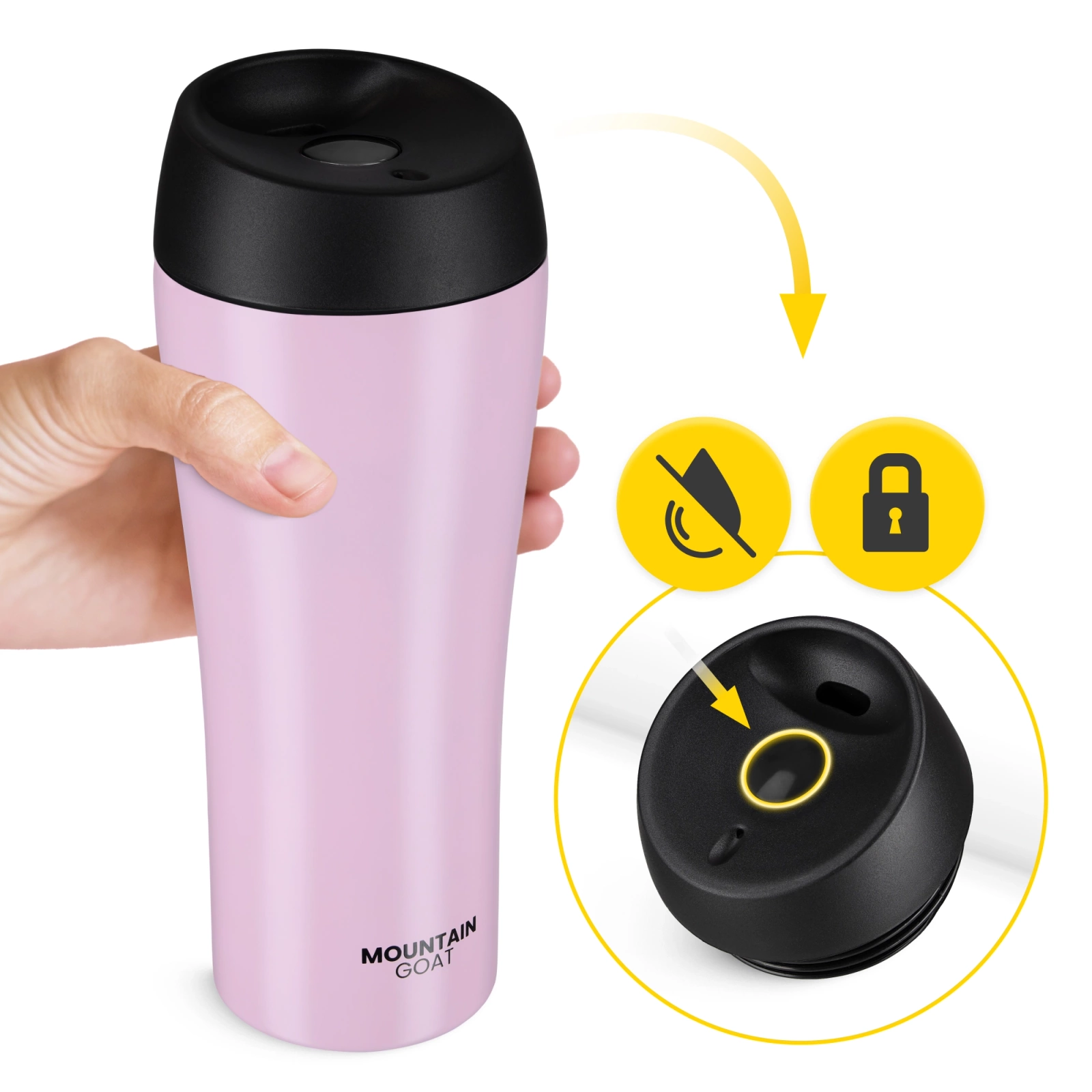 4Fizjo Mountain Goat TRAVEL Thermal Mug, 380 ml, Pink