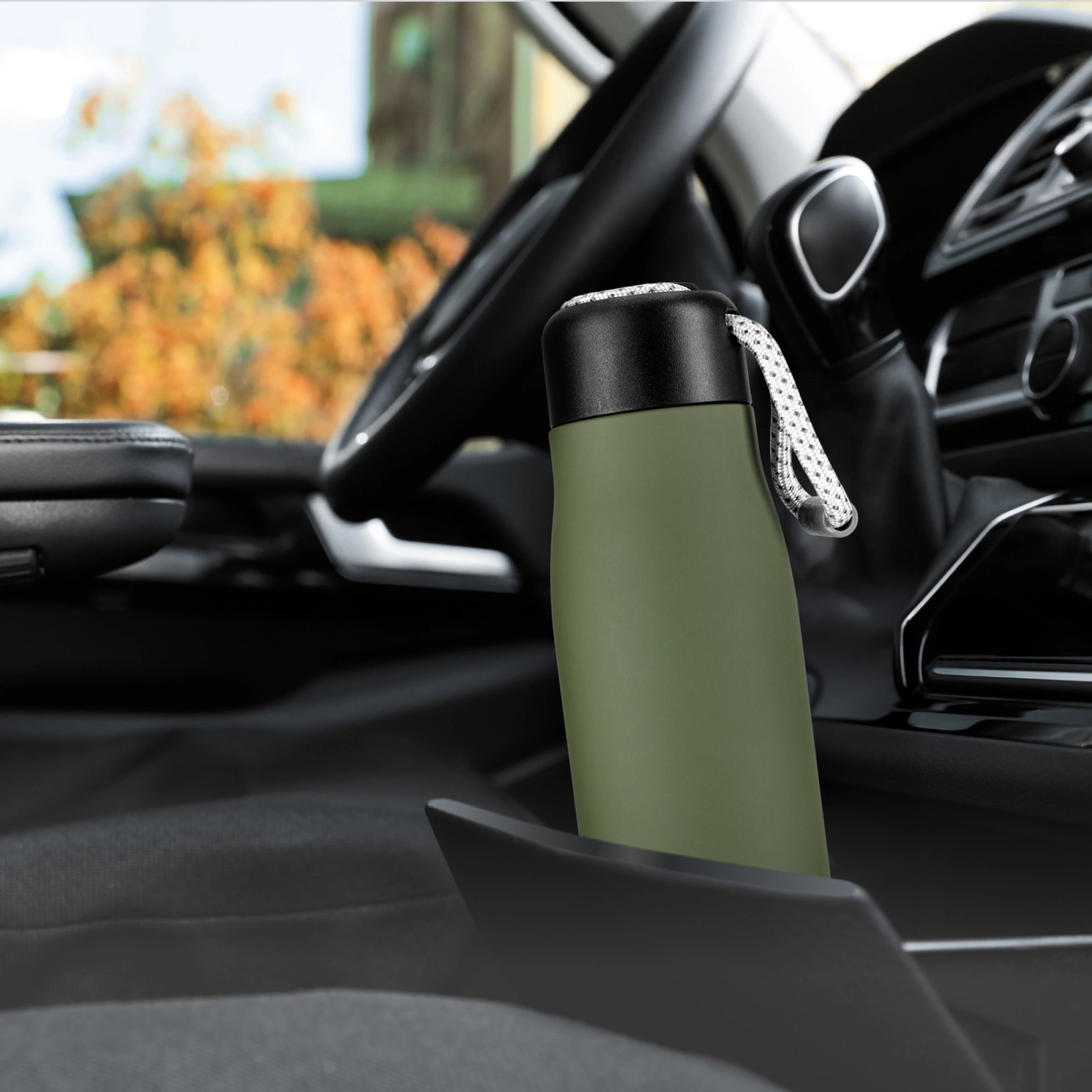 4Fizjo Mountain Goat Thermal Bottle with Strap, 540 ml, Green