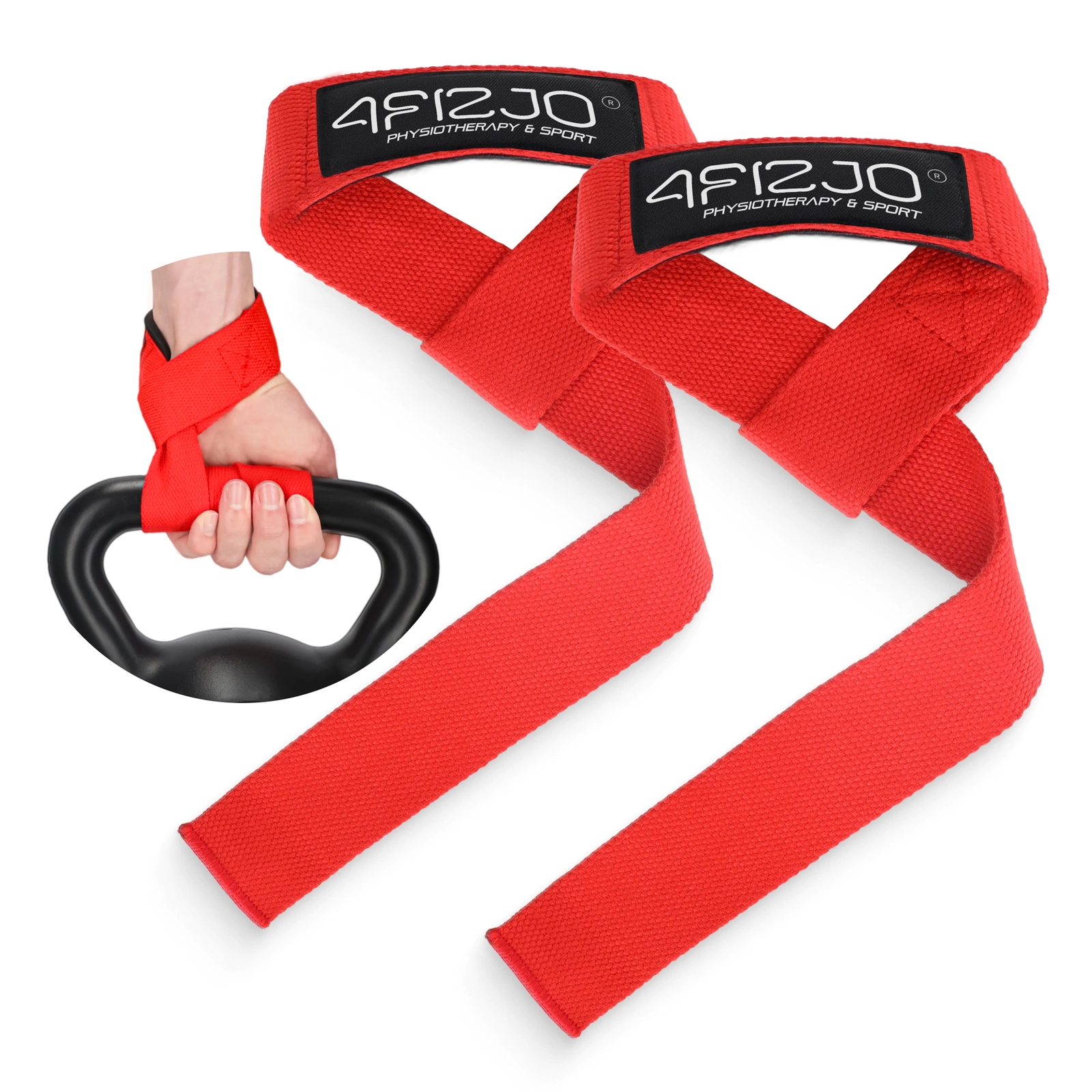 4FIZJO Lifting Straps for Deadlifts and Weightlifting, Red