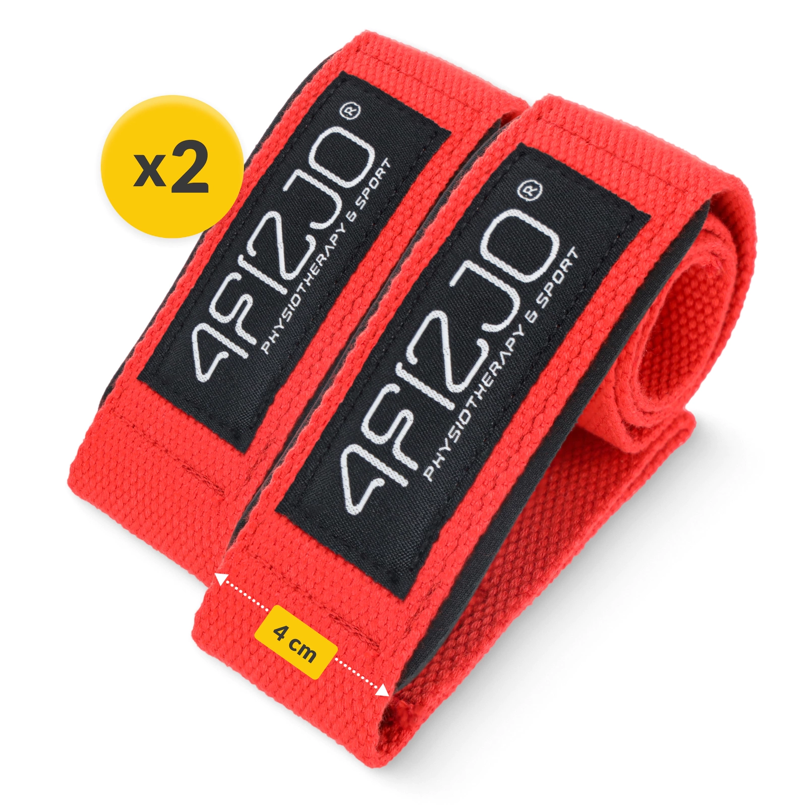 4FIZJO Lifting Straps for Deadlifts and Weightlifting, Red