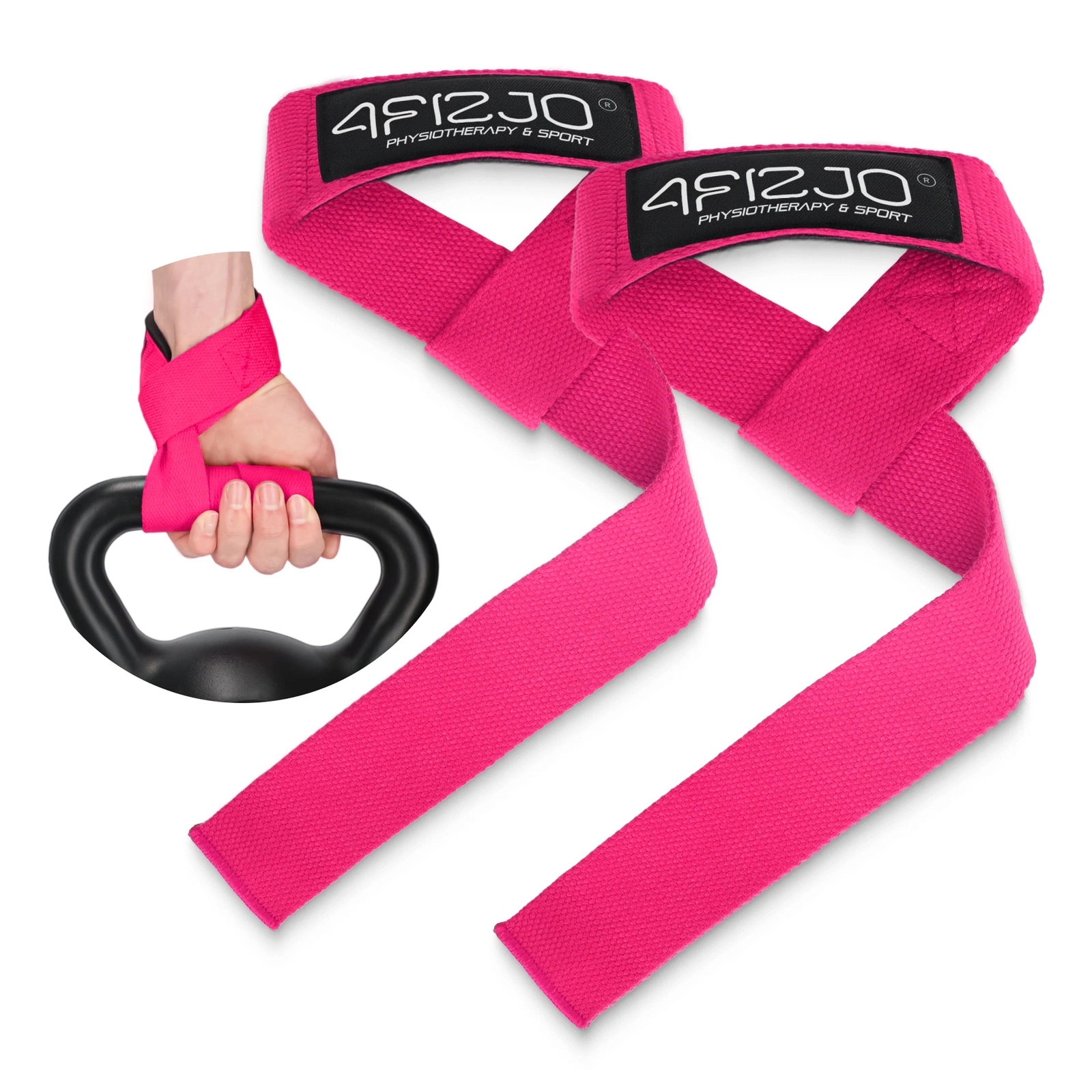 4FIZJO Deadlift Straps for Weightlifting and Powerlifting, pink