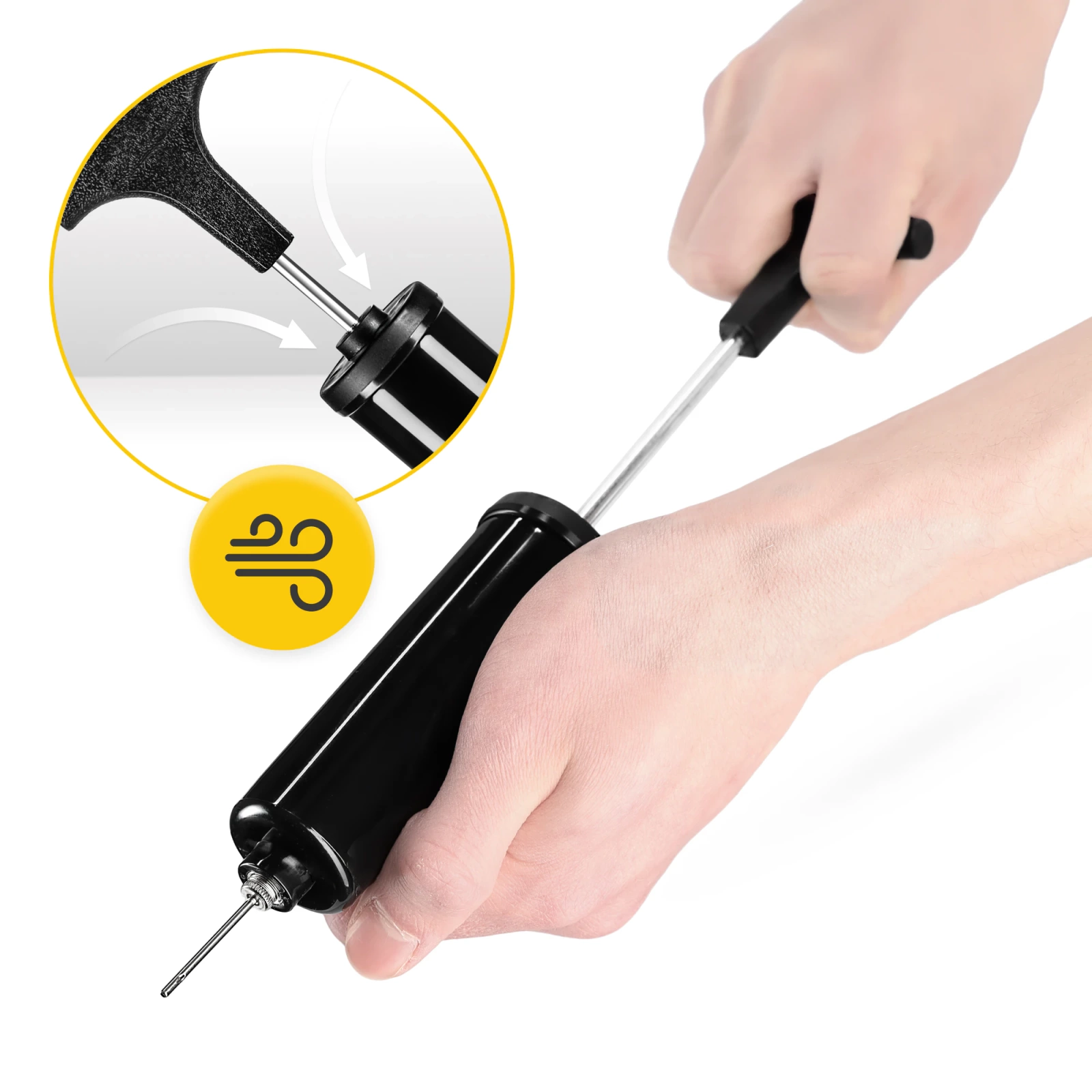 4Fizjo Hand Pump with Needle for Balance Cushion, Black