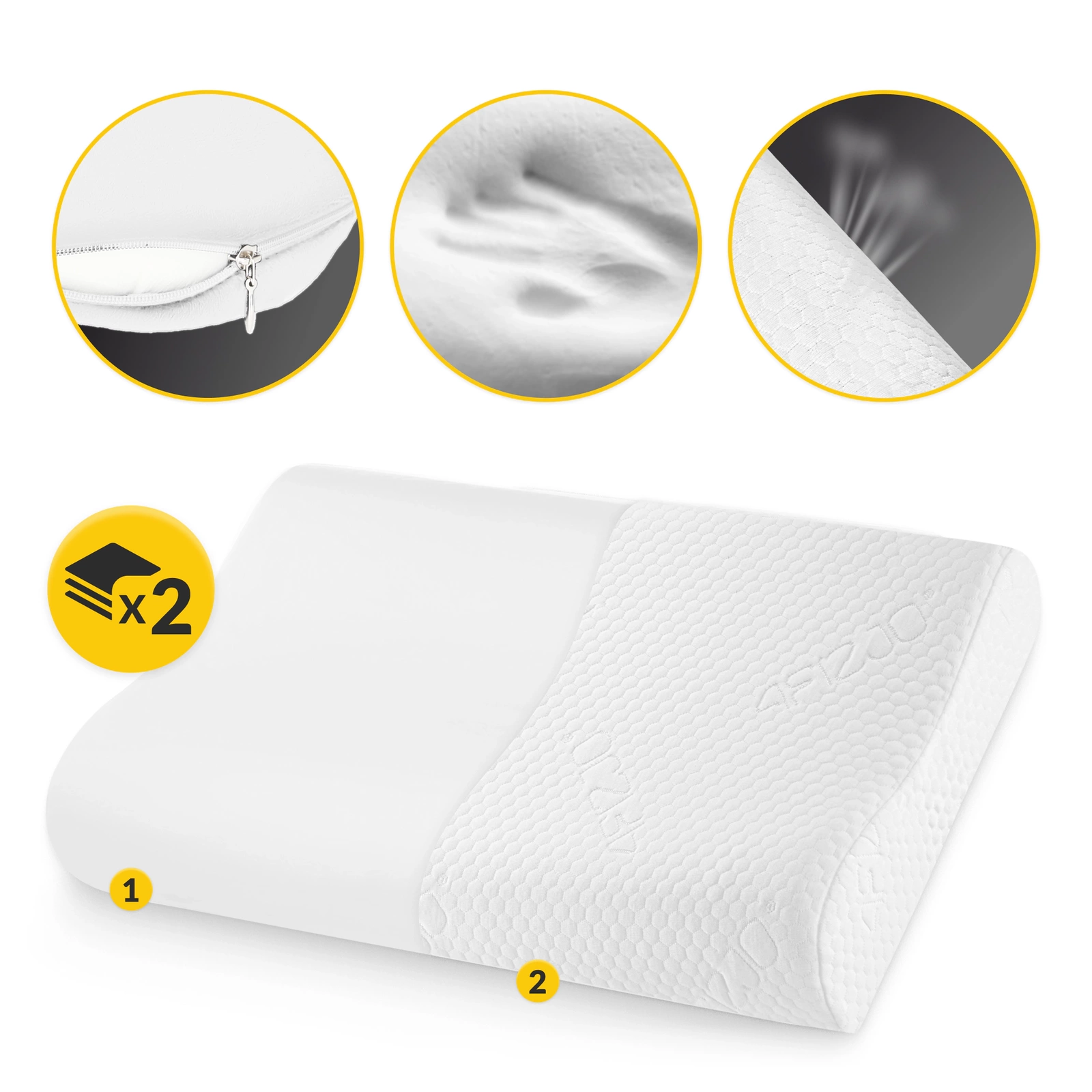 4Fizjo ERGO Orthopedic Pillow 50x30 cm, White